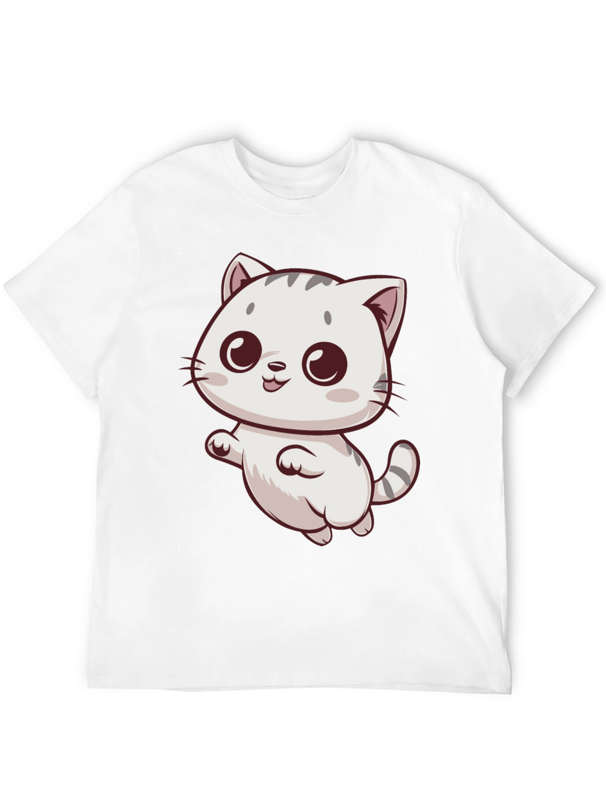 Cute Cartoon Cat Graphic Tee - Black