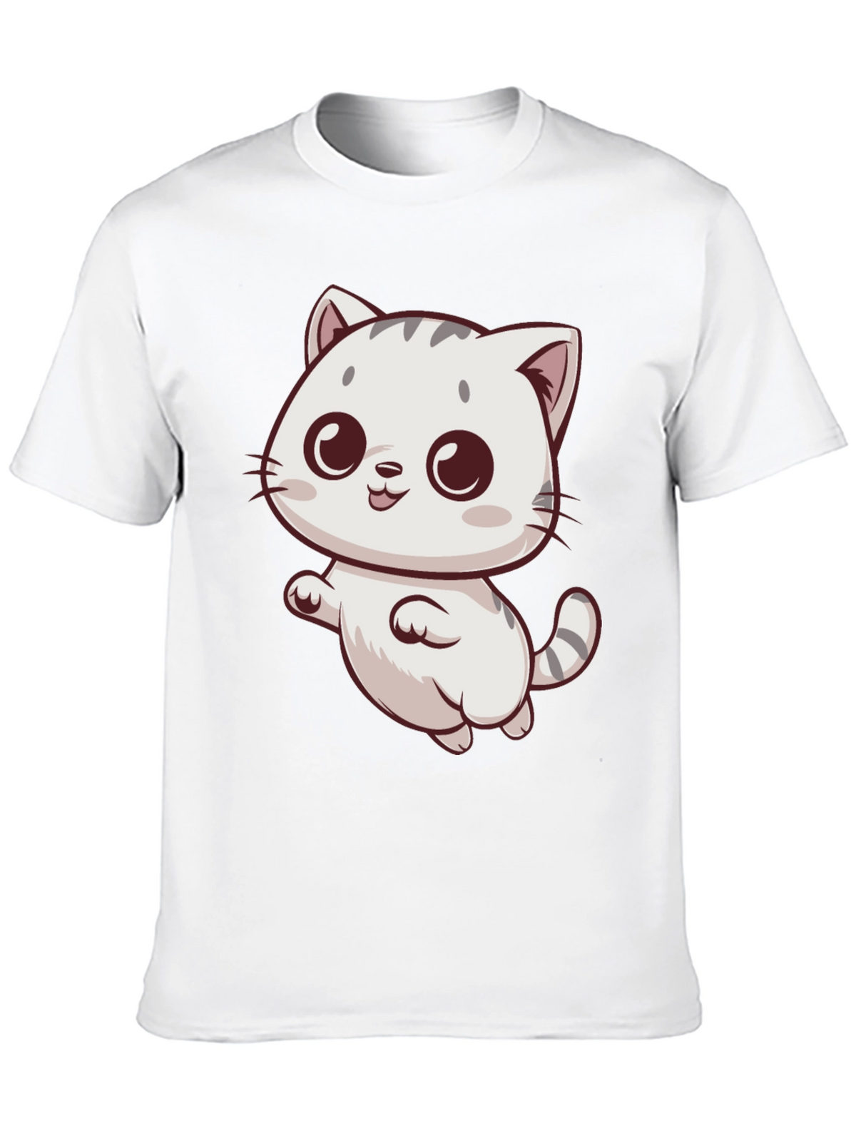 Cute Cartoon Cat Graphic Tee - Black