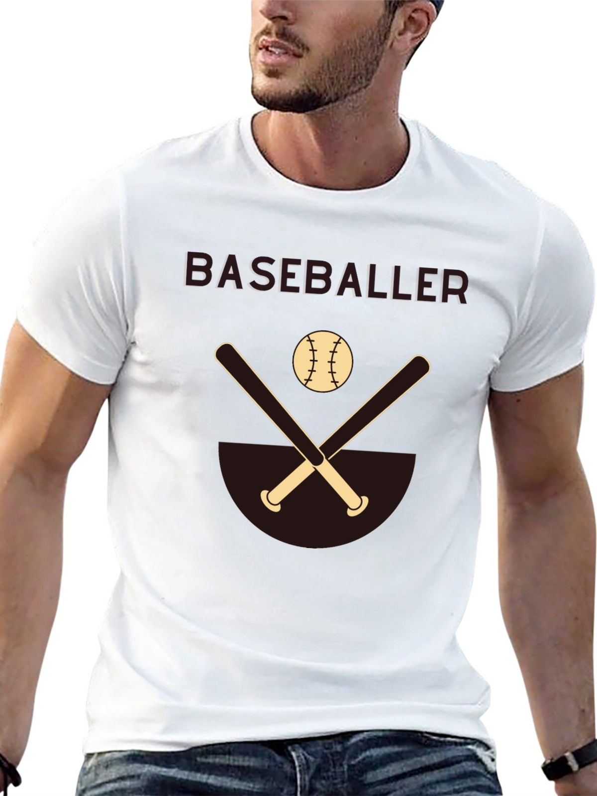 Baseballer Graphic Tee - Black Casual Shirt