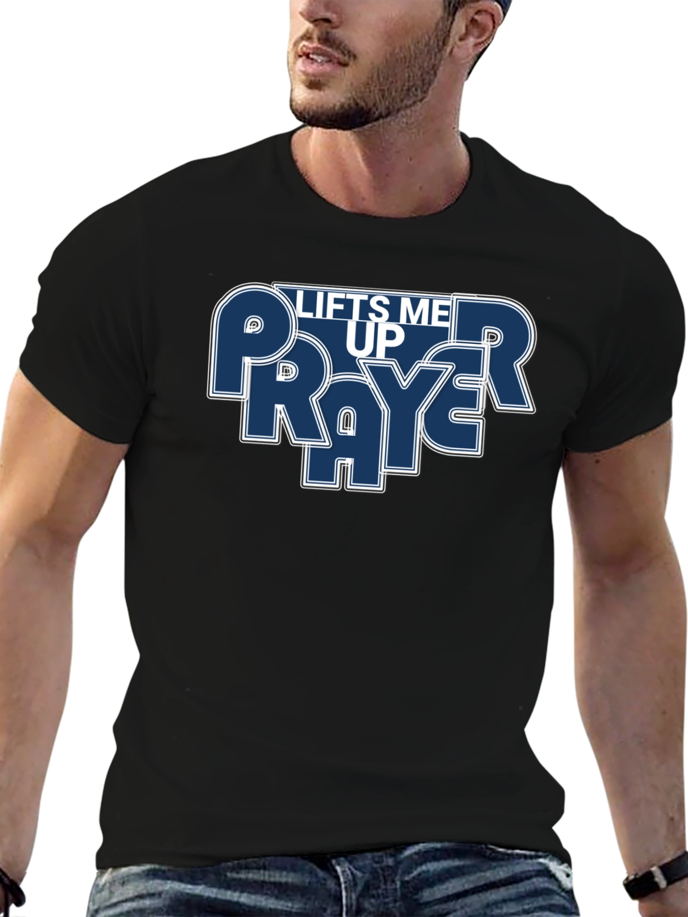 Prayer Lifts Me Up Graphic T-Shirt - Black