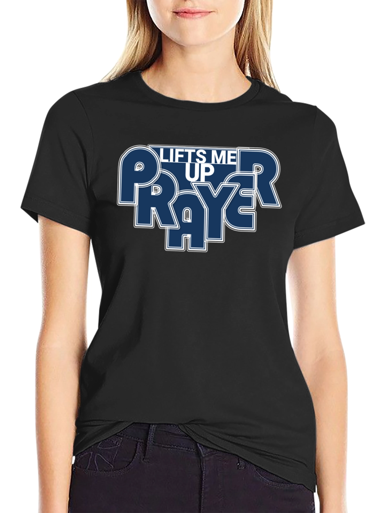 Prayer Lifts Me Up Graphic T-Shirt - Black