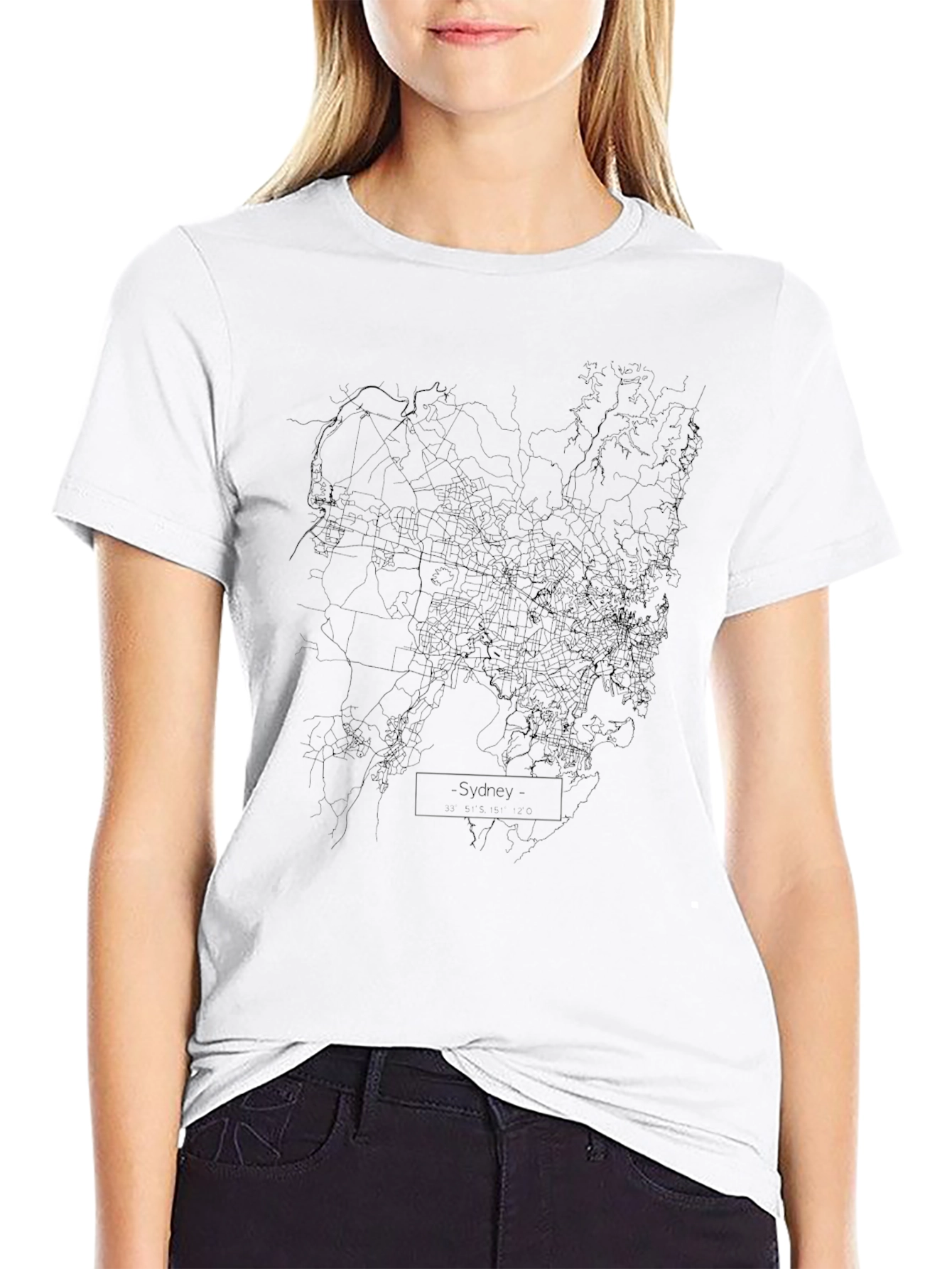 Sydney City Map Graphic Tee - Black