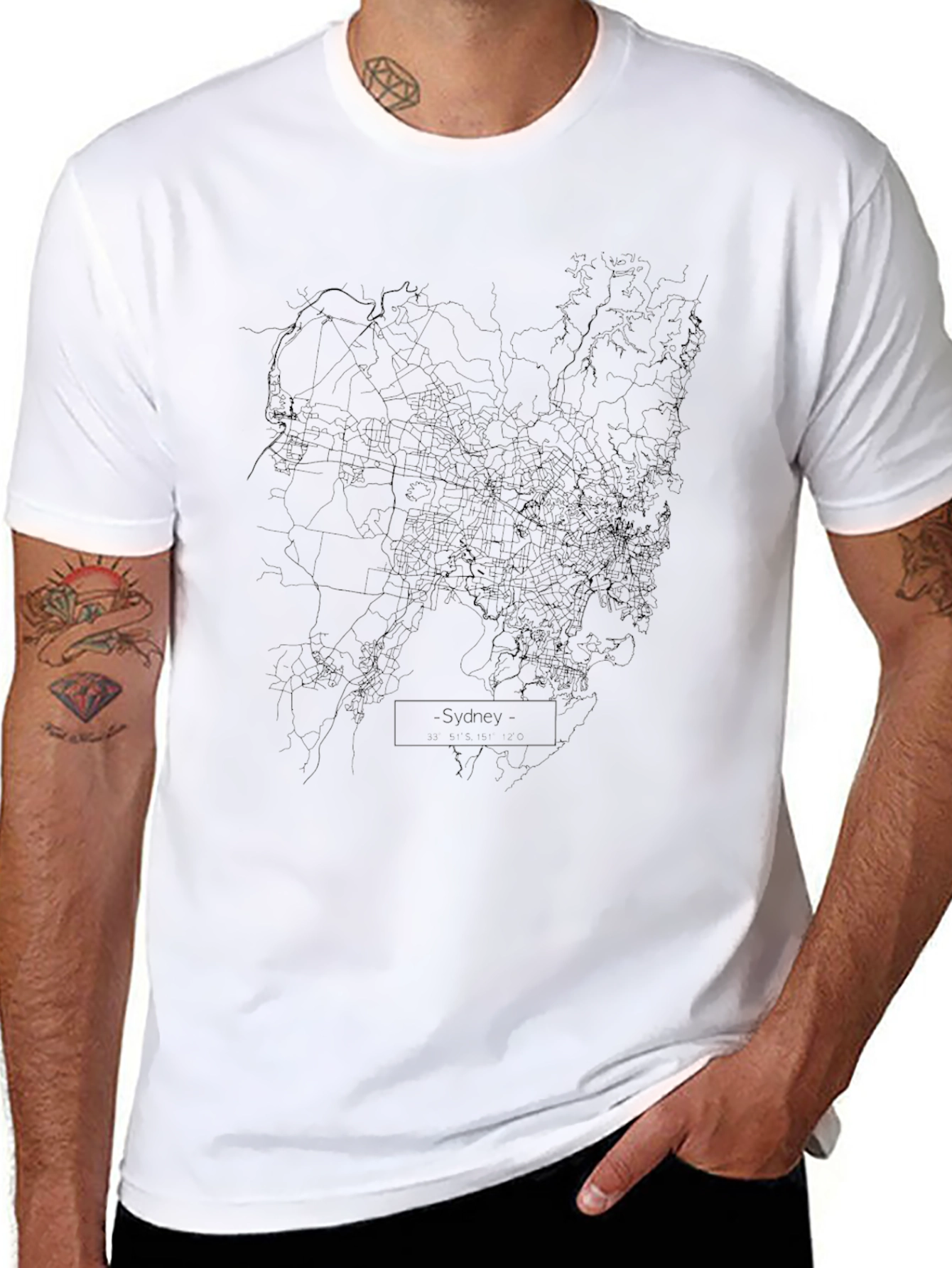 Sydney City Map Graphic Tee - Black