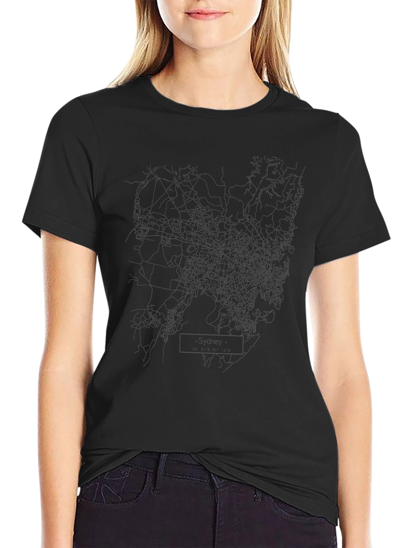 Sydney City Map Graphic Tee - Black