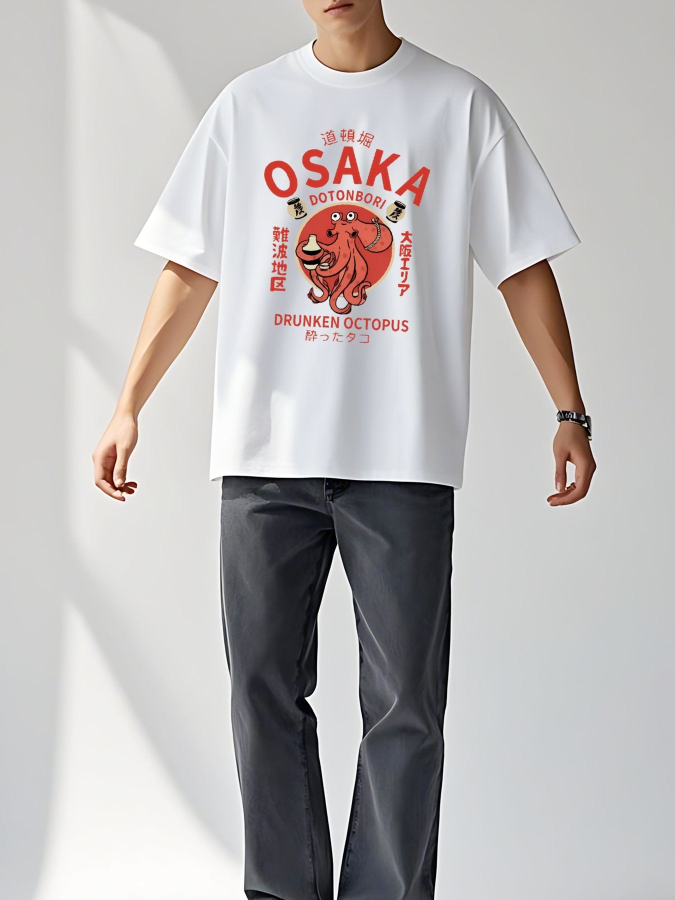 T-shirt Osaka Dotonbori Drunken Octopus Vintage Wash Japanese Design T-Shirt