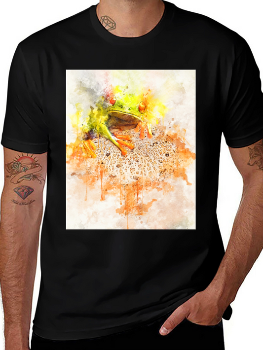 Watercolor Frog T-Shirt - Artistic Wildlife Tee