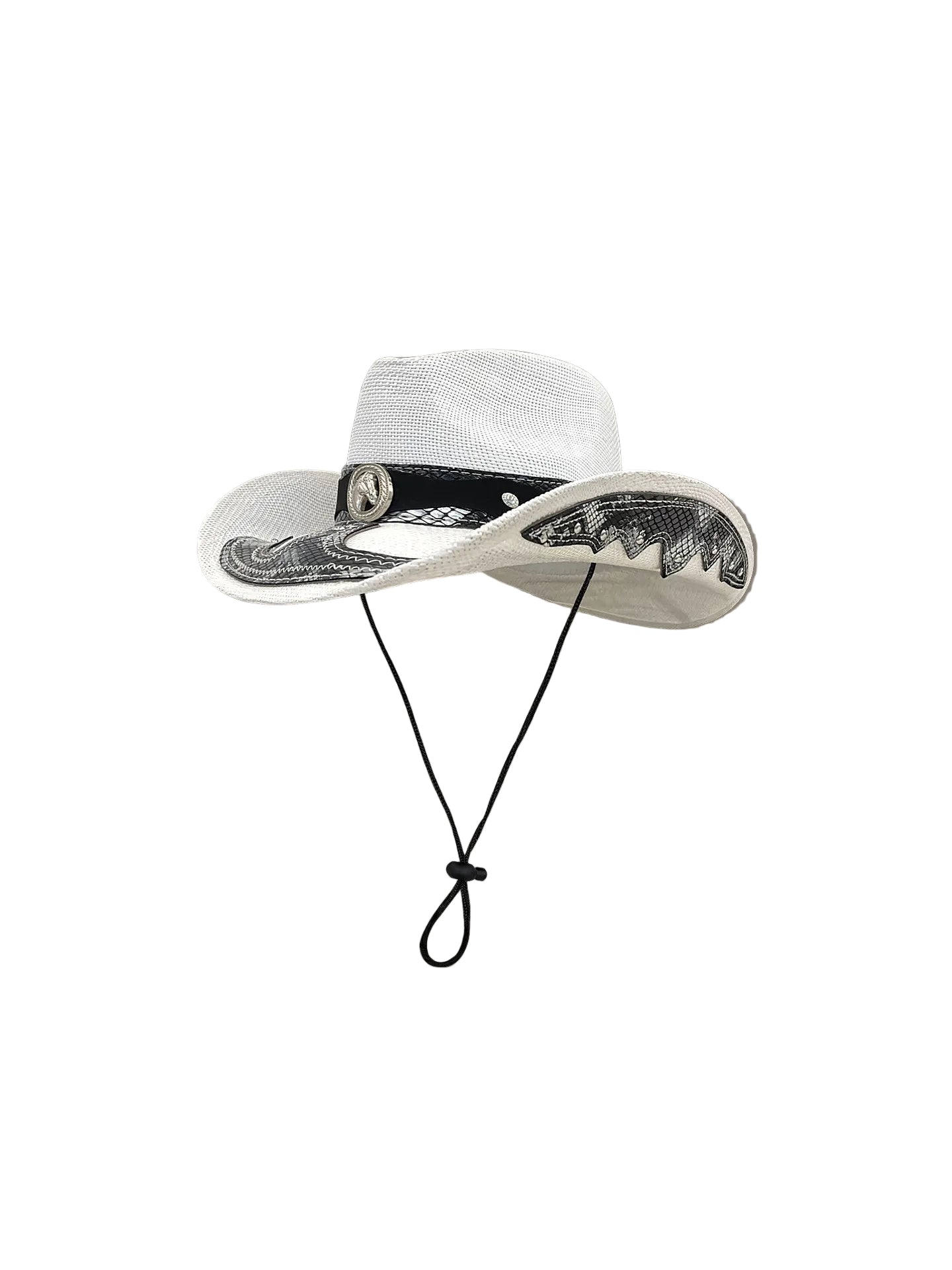 Stylish Snake Pattern Straw Cowboy Hat for UV Protection