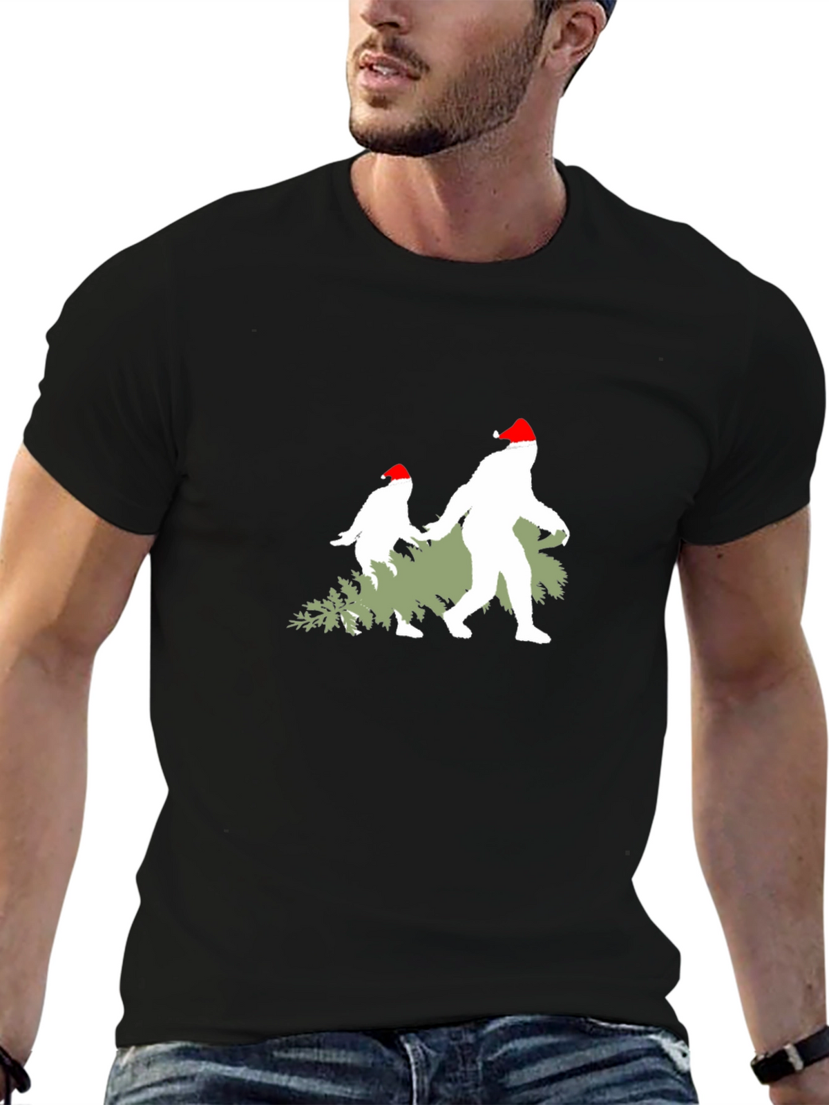 Festive Bigfoot Christmas T-Shirt