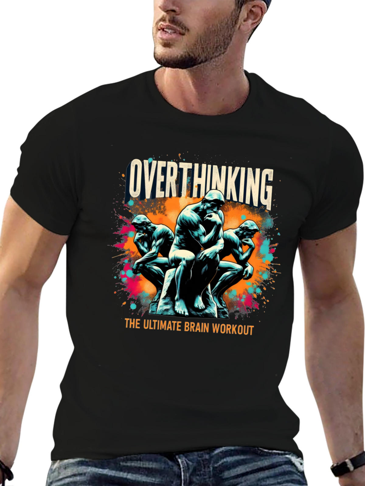Overthinking Brain Workout Graphic Tee - Black