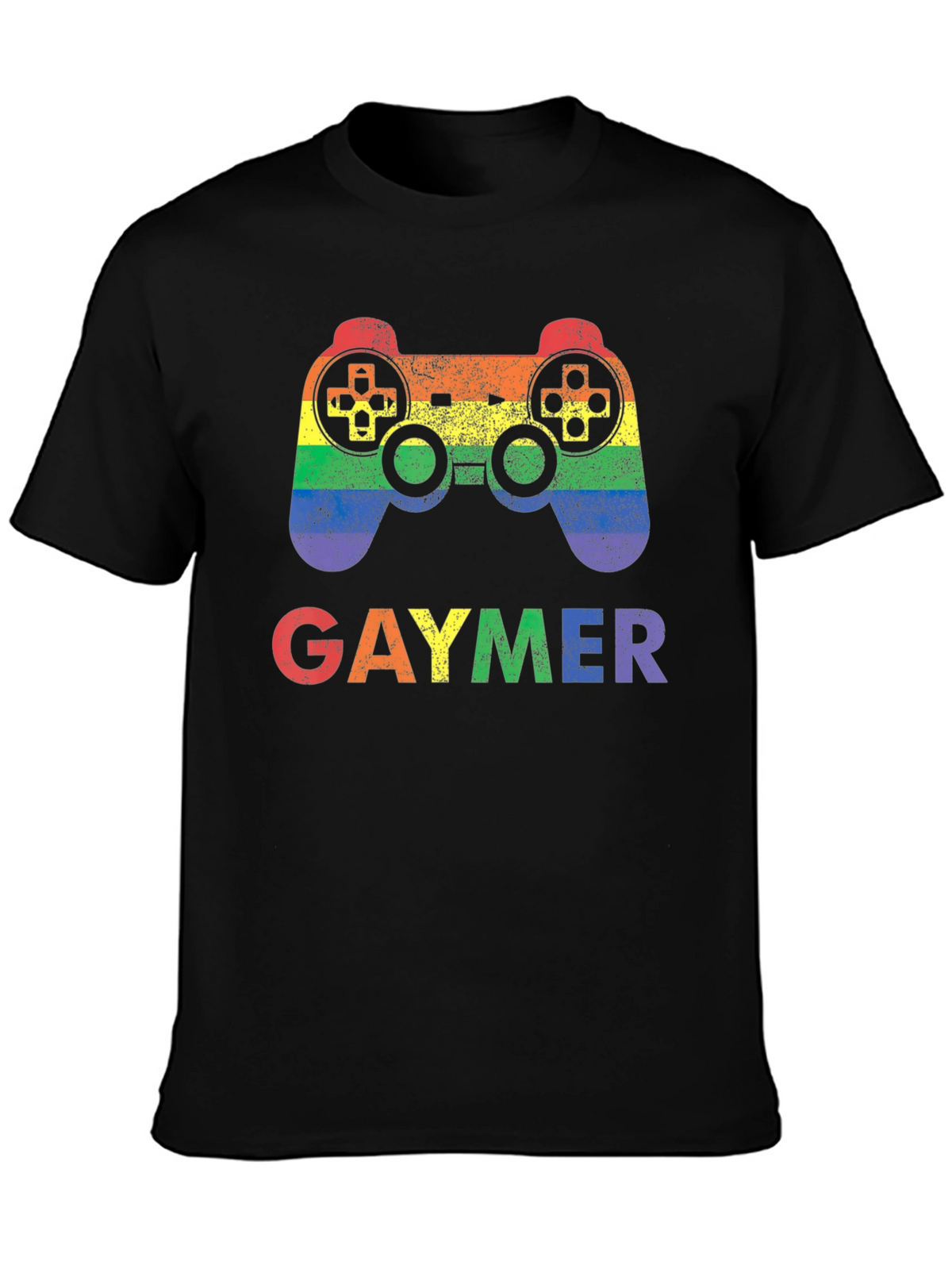 Gaymer Pride Rainbow Gaming Controller Graphic T-Shirt