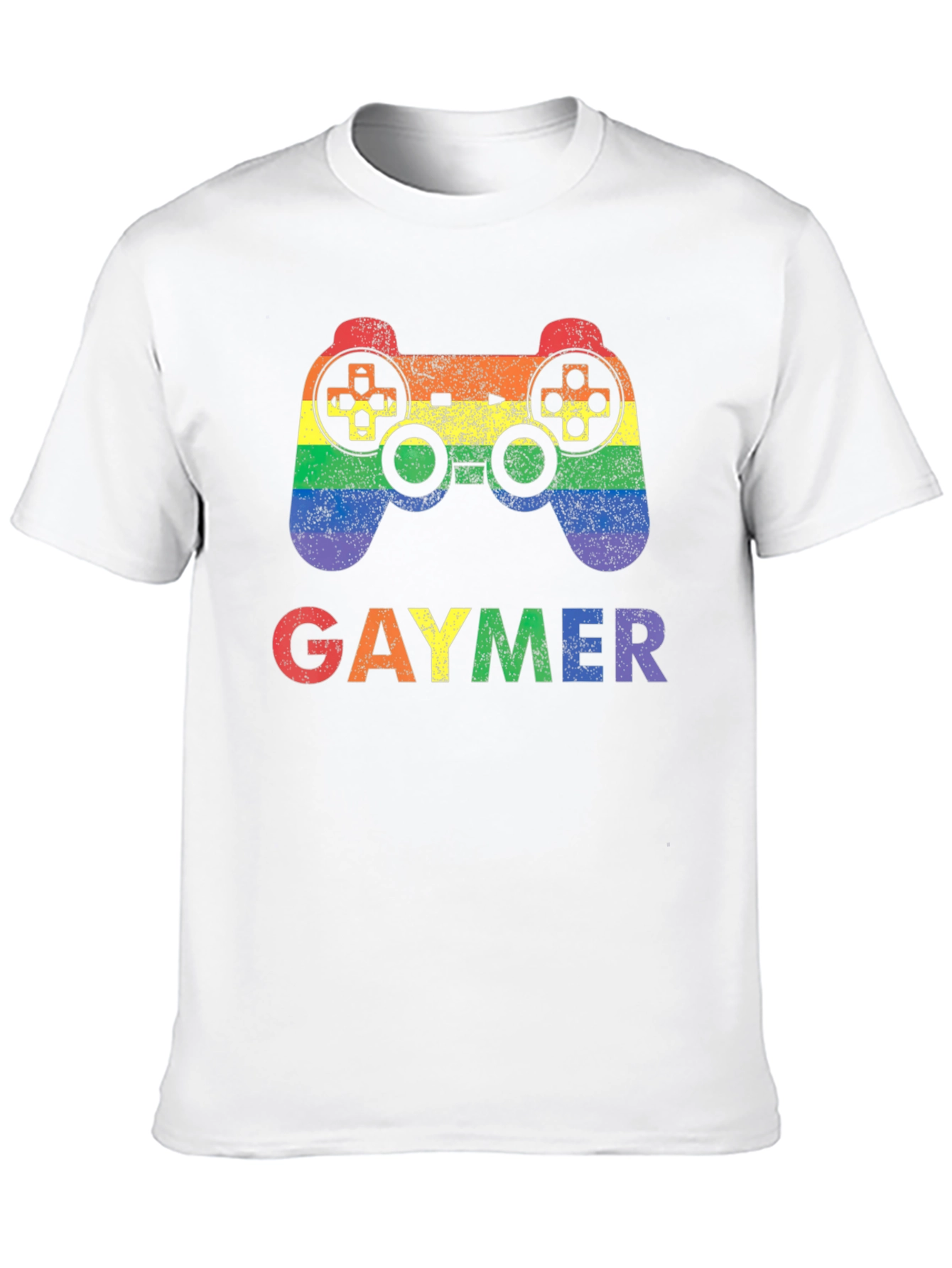 Gaymer Pride Rainbow Gaming Controller Graphic T-Shirt