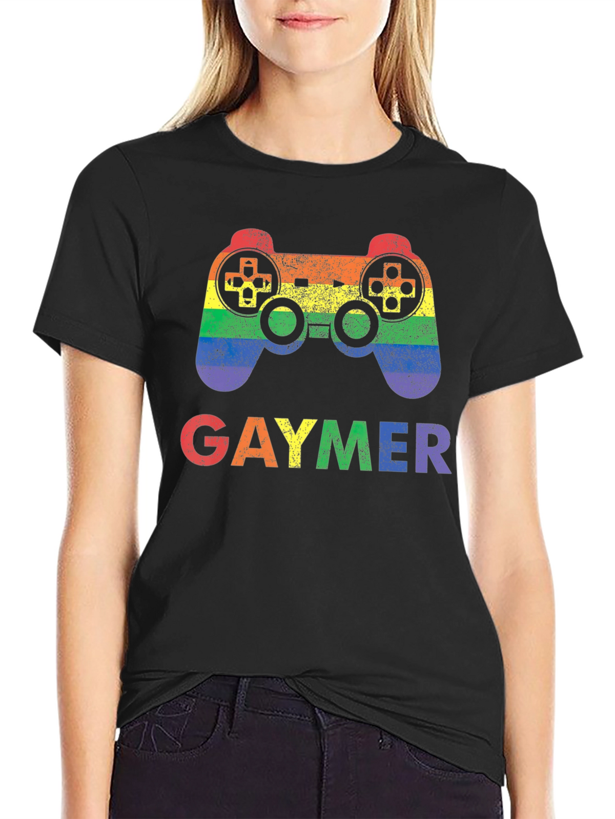Gaymer Pride Rainbow Gaming Controller Graphic T-Shirt