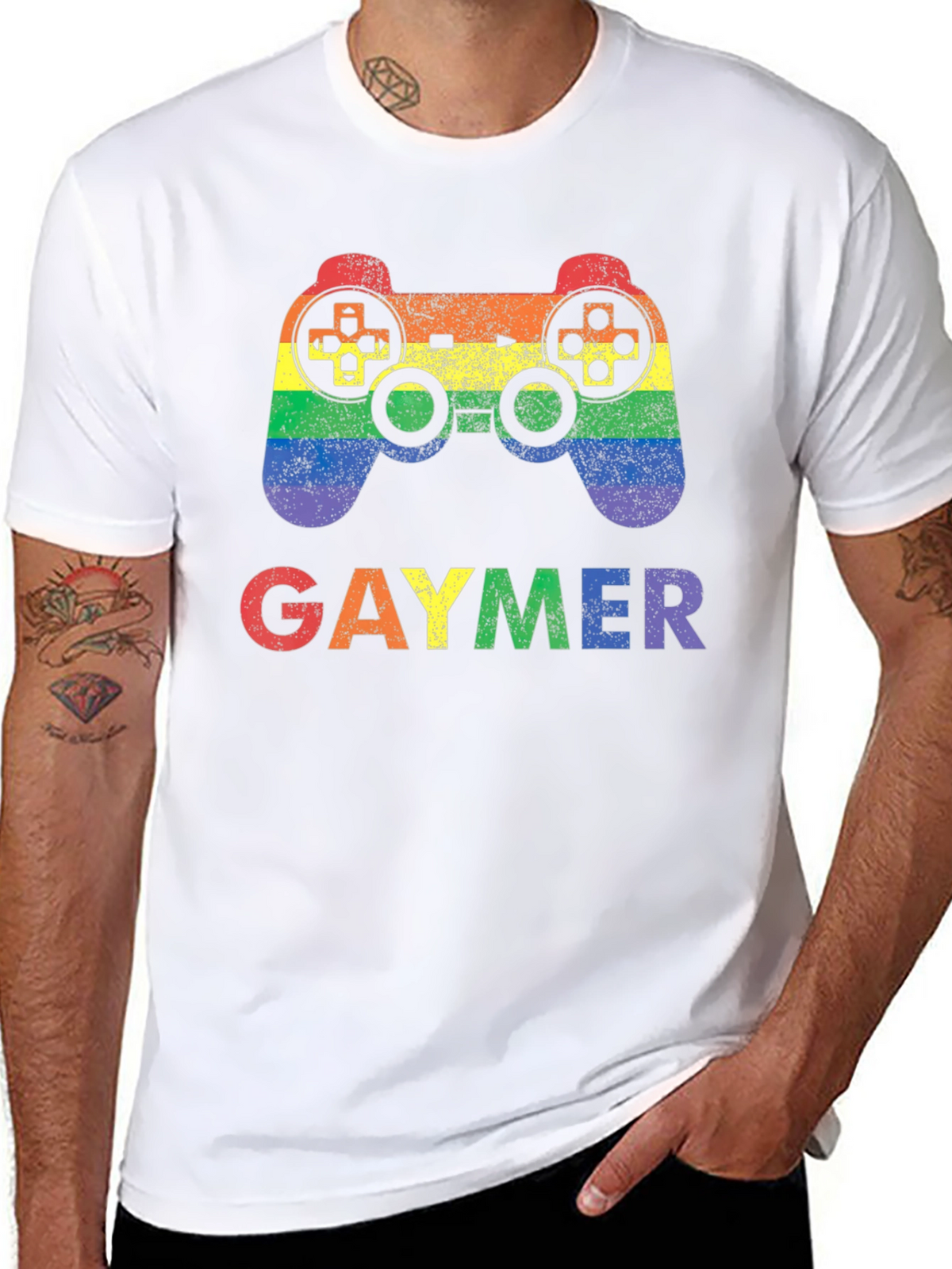 Gaymer Pride Rainbow Gaming Controller Graphic T-Shirt