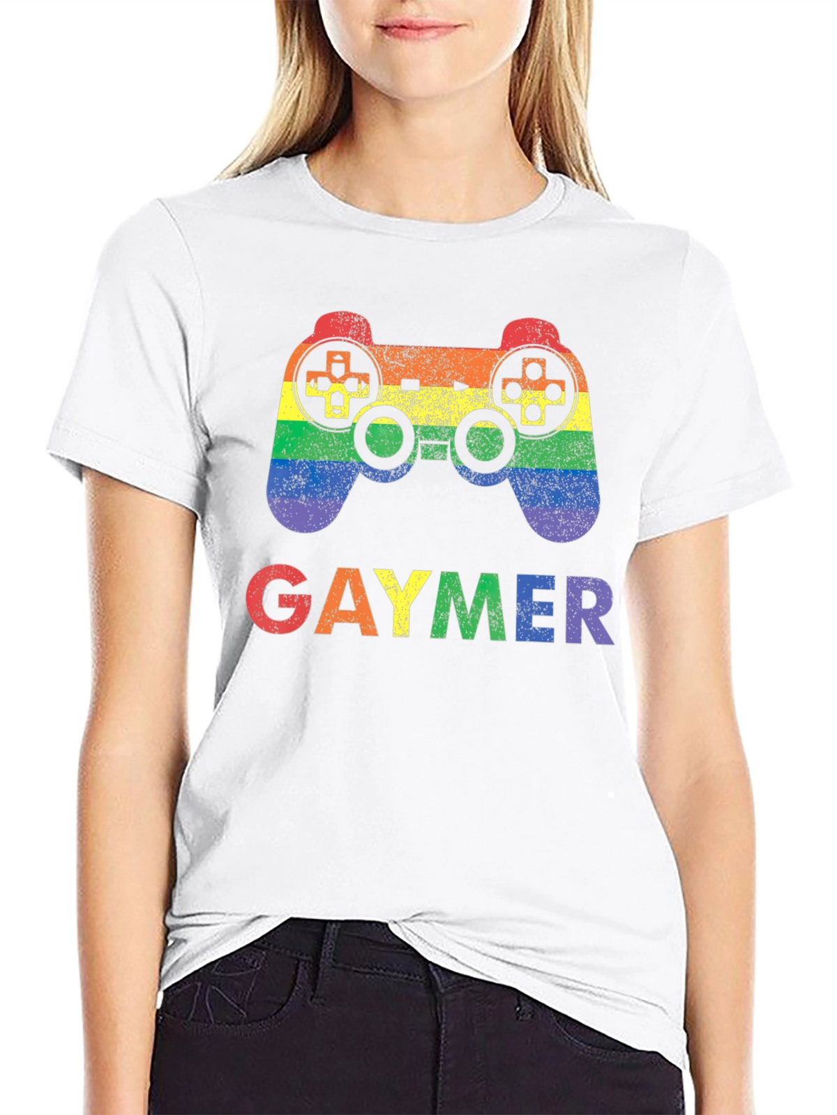 Gaymer Pride Rainbow Gaming Controller Graphic T-Shirt