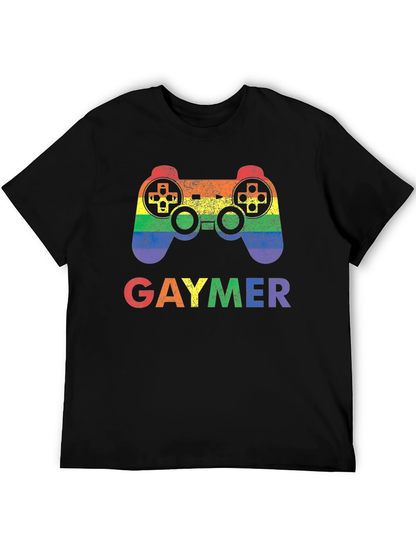 Gaymer Pride Rainbow Gaming Controller Graphic T-Shirt