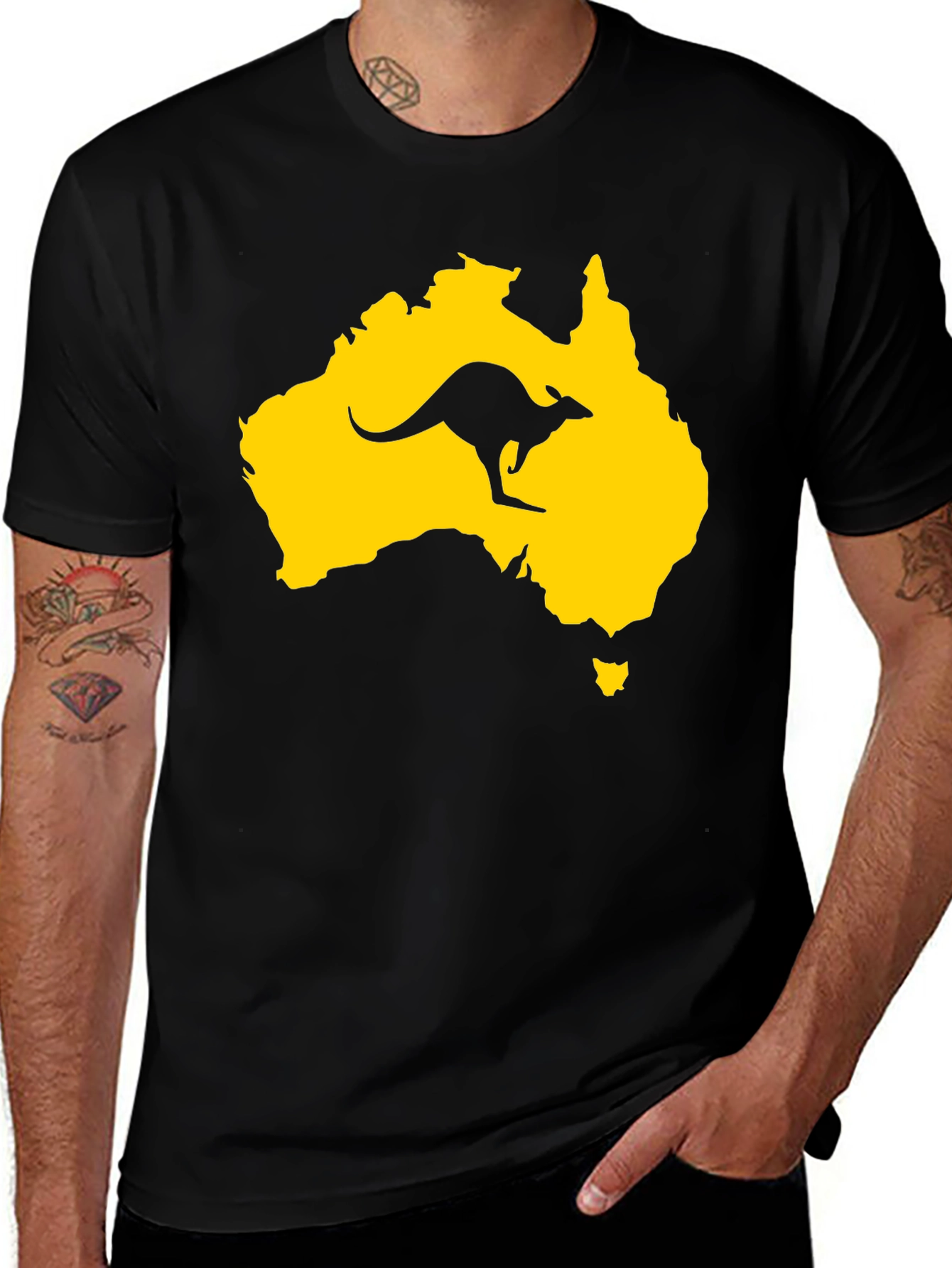 Australia Kangaroo T-Shirt - Black Graphic Tee