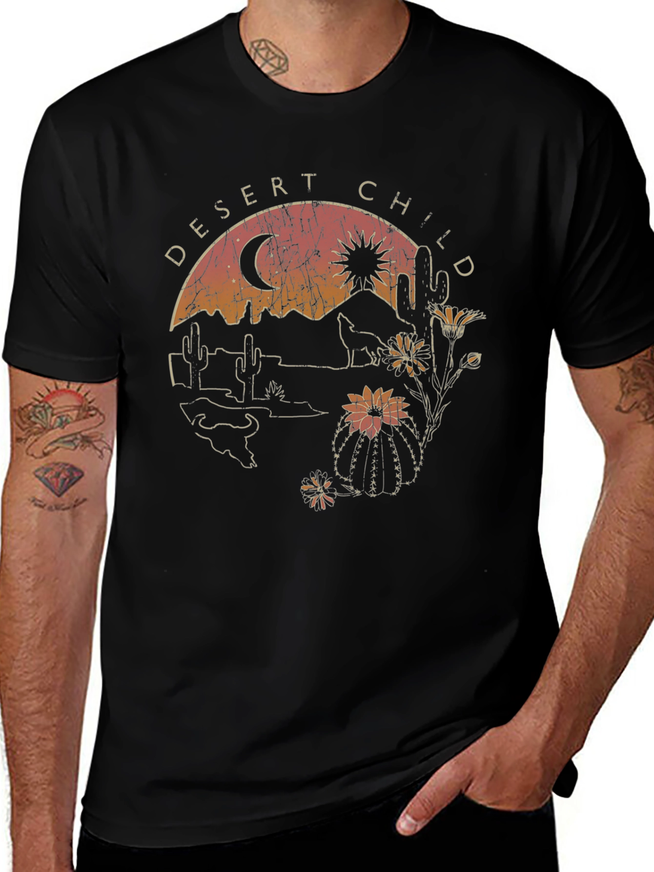 Desert Child Graphic Tee - Black Cotton T-Shirt
