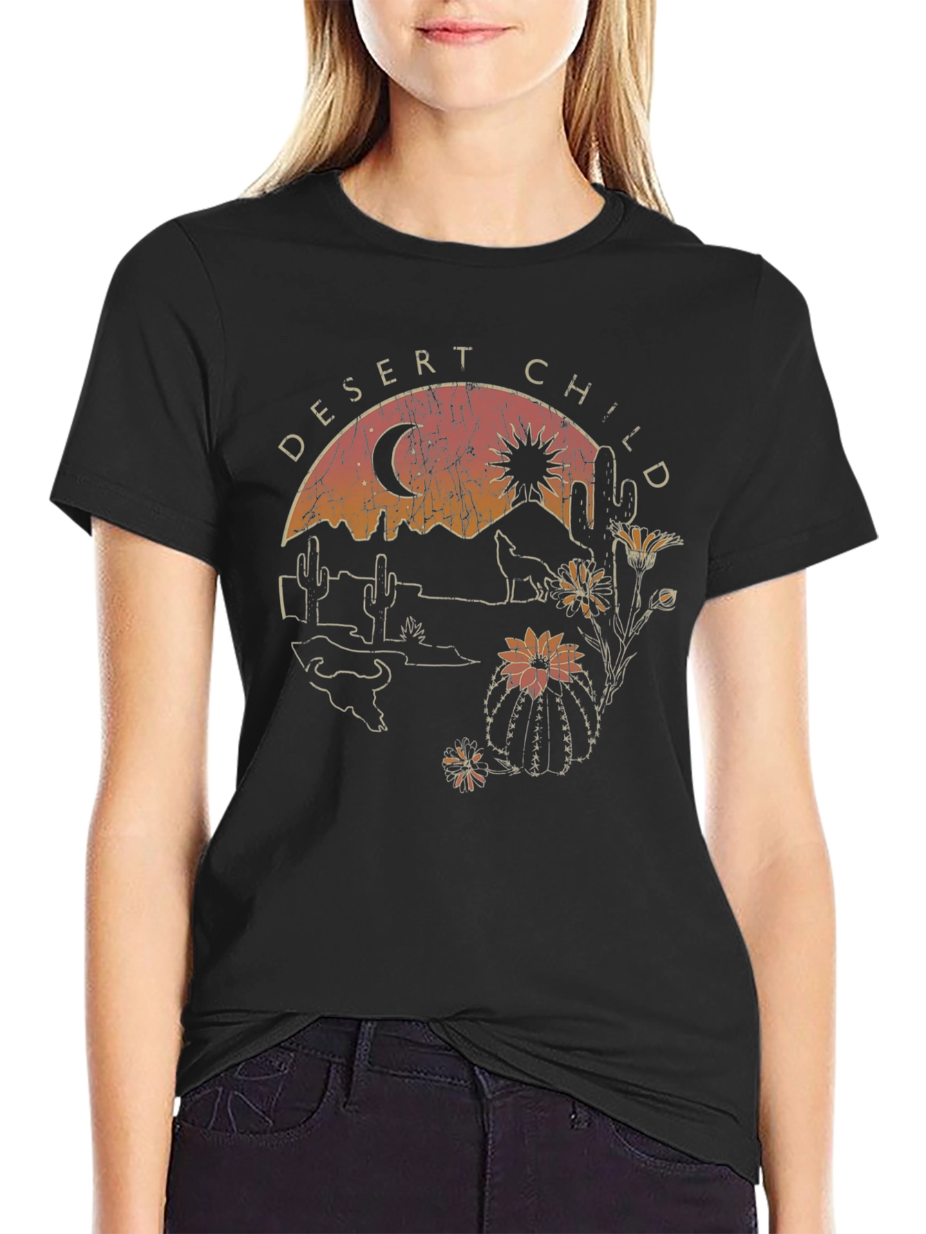 Desert Child Graphic Tee - Black Cotton T-Shirt