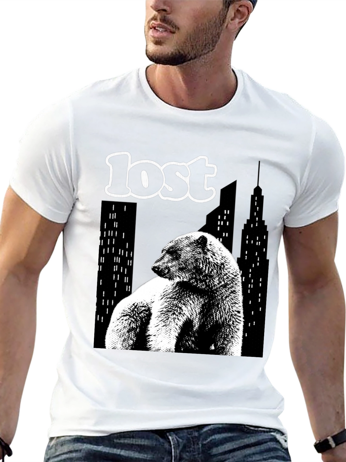 Lost Bear Graphic T-Shirt - Black