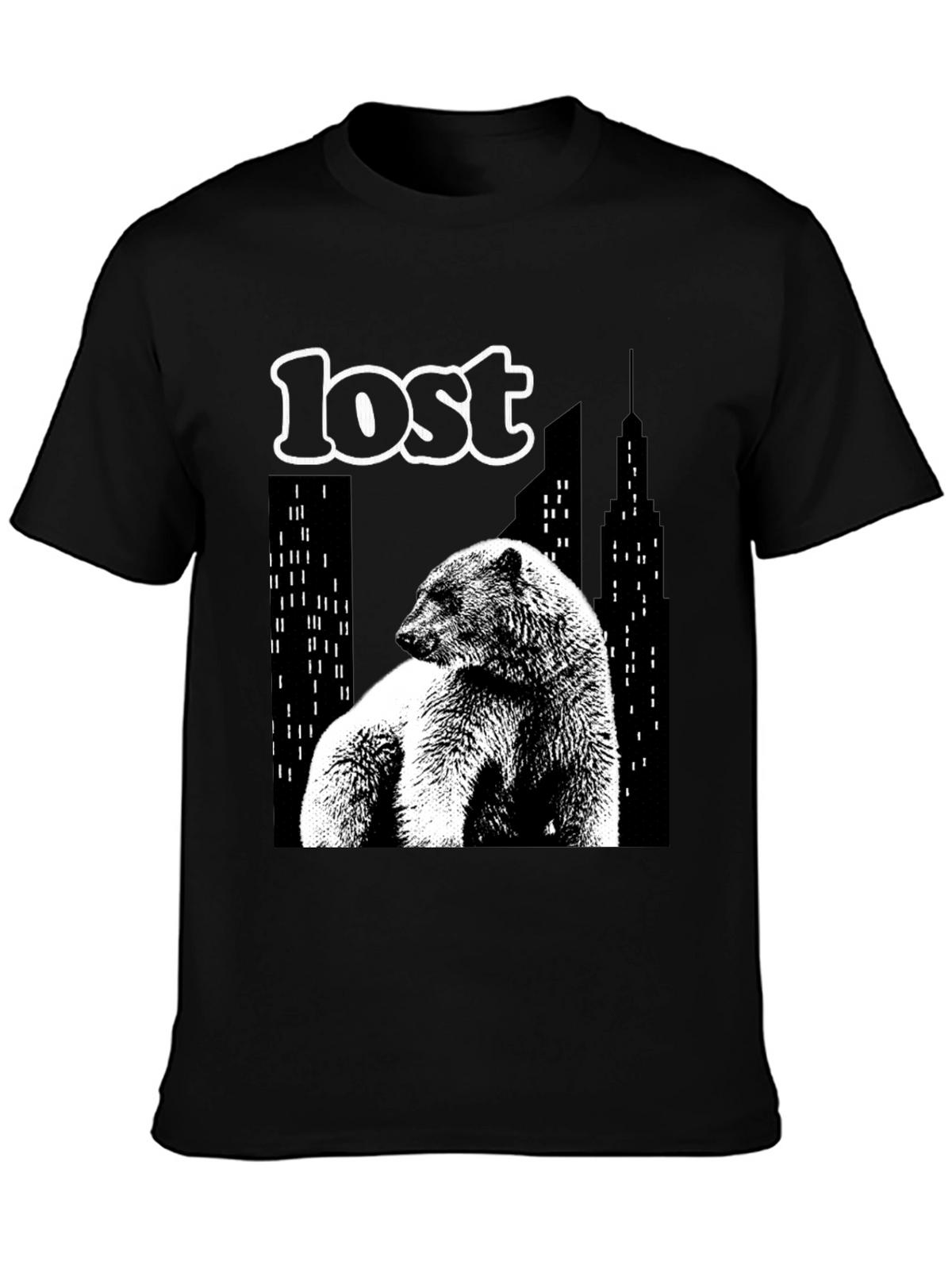 Lost Bear Graphic T-Shirt - Black