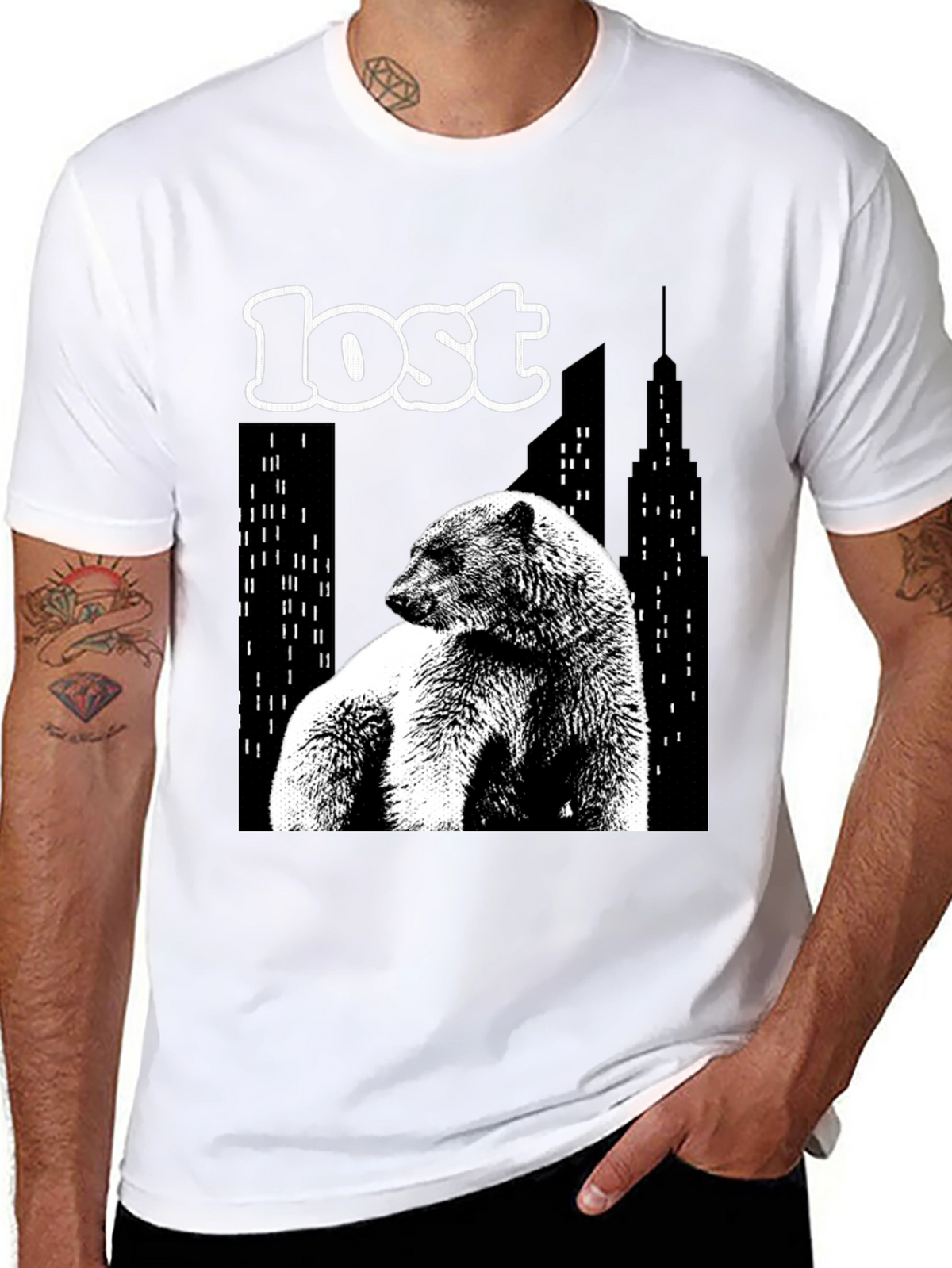 Lost Bear Graphic T-Shirt - Black