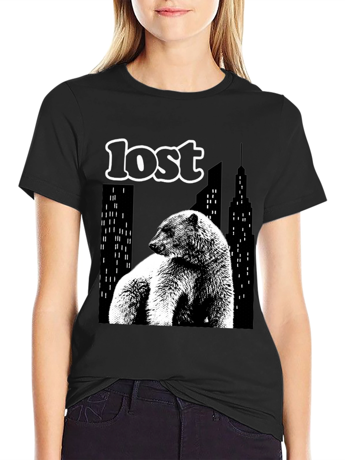 Lost Bear Graphic T-Shirt - Black
