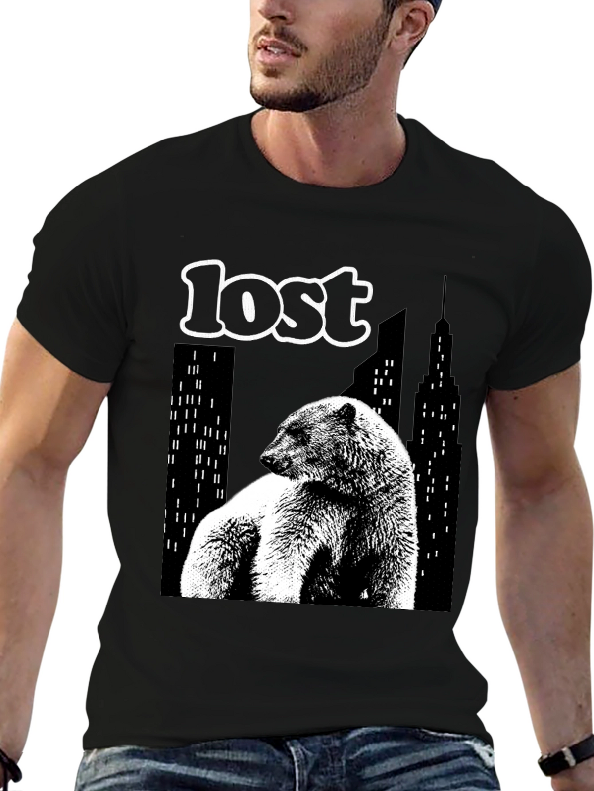 Lost Bear Graphic T-Shirt - Black
