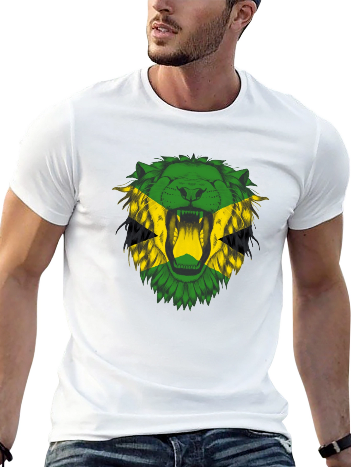 Jamaican Lion T-Shirt - Bold Rasta Reggae Style