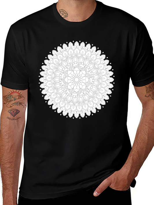 Black Mandala Graphic Tee - Stylish Cotton Blend
