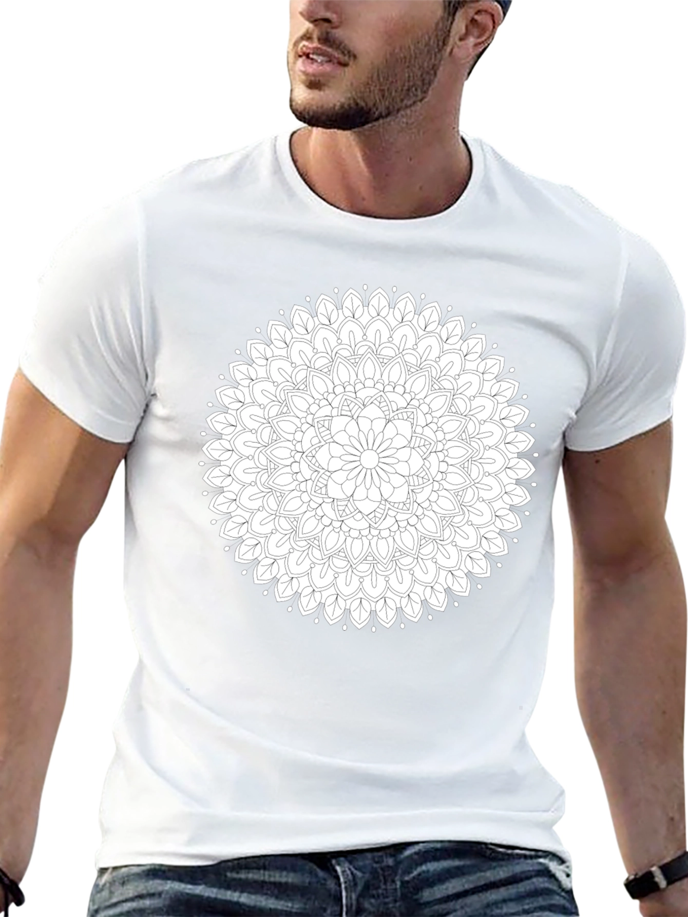 Black Mandala Graphic Tee - Stylish Cotton Blend