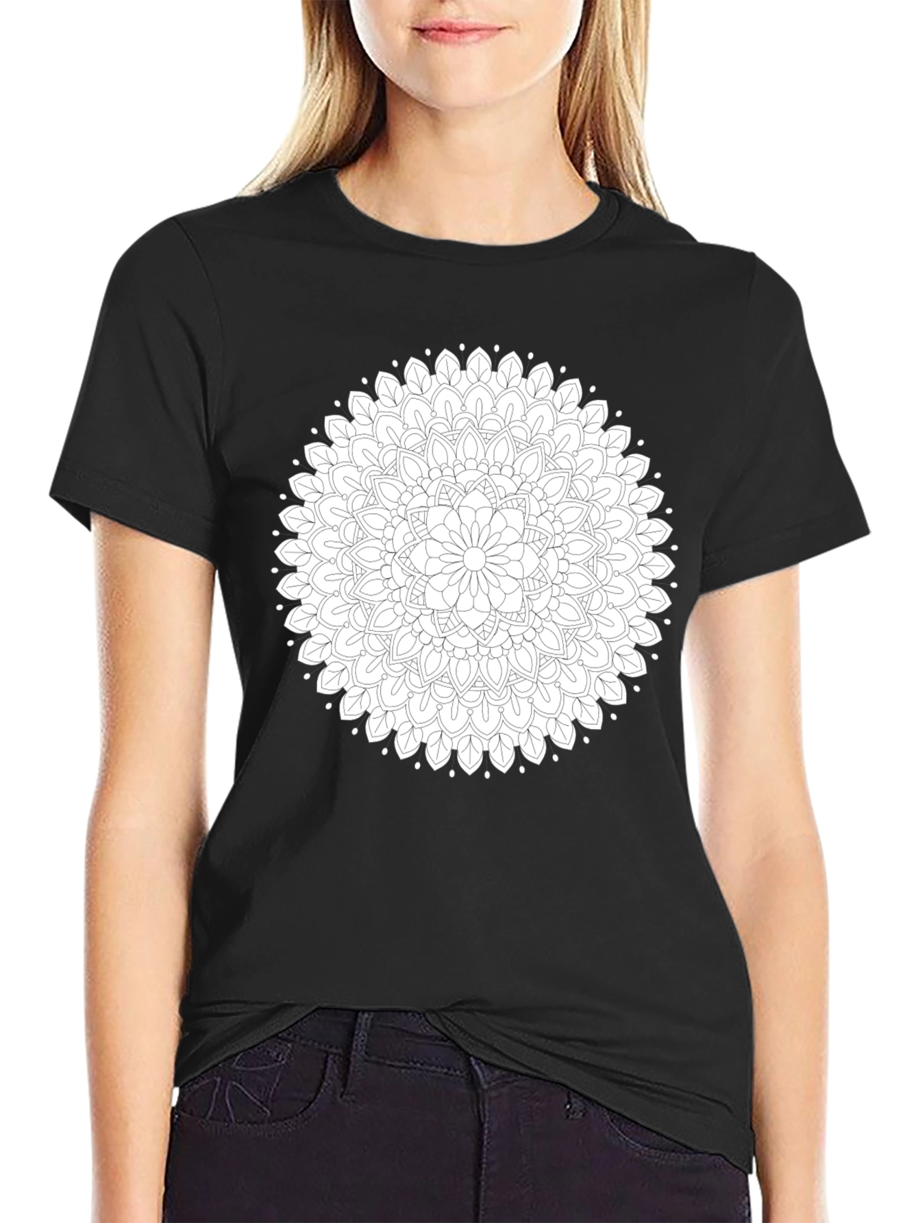 Black Mandala Graphic Tee - Stylish Cotton Blend
