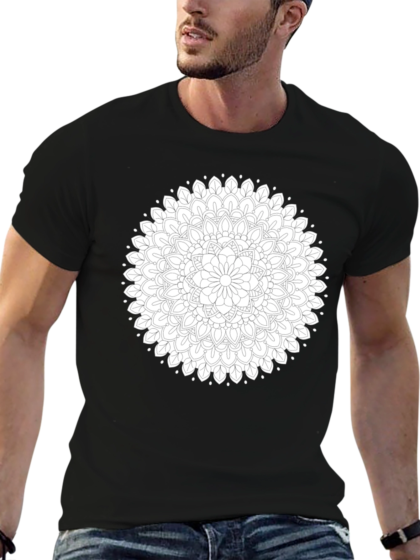 Black Mandala Graphic Tee - Stylish Cotton Blend