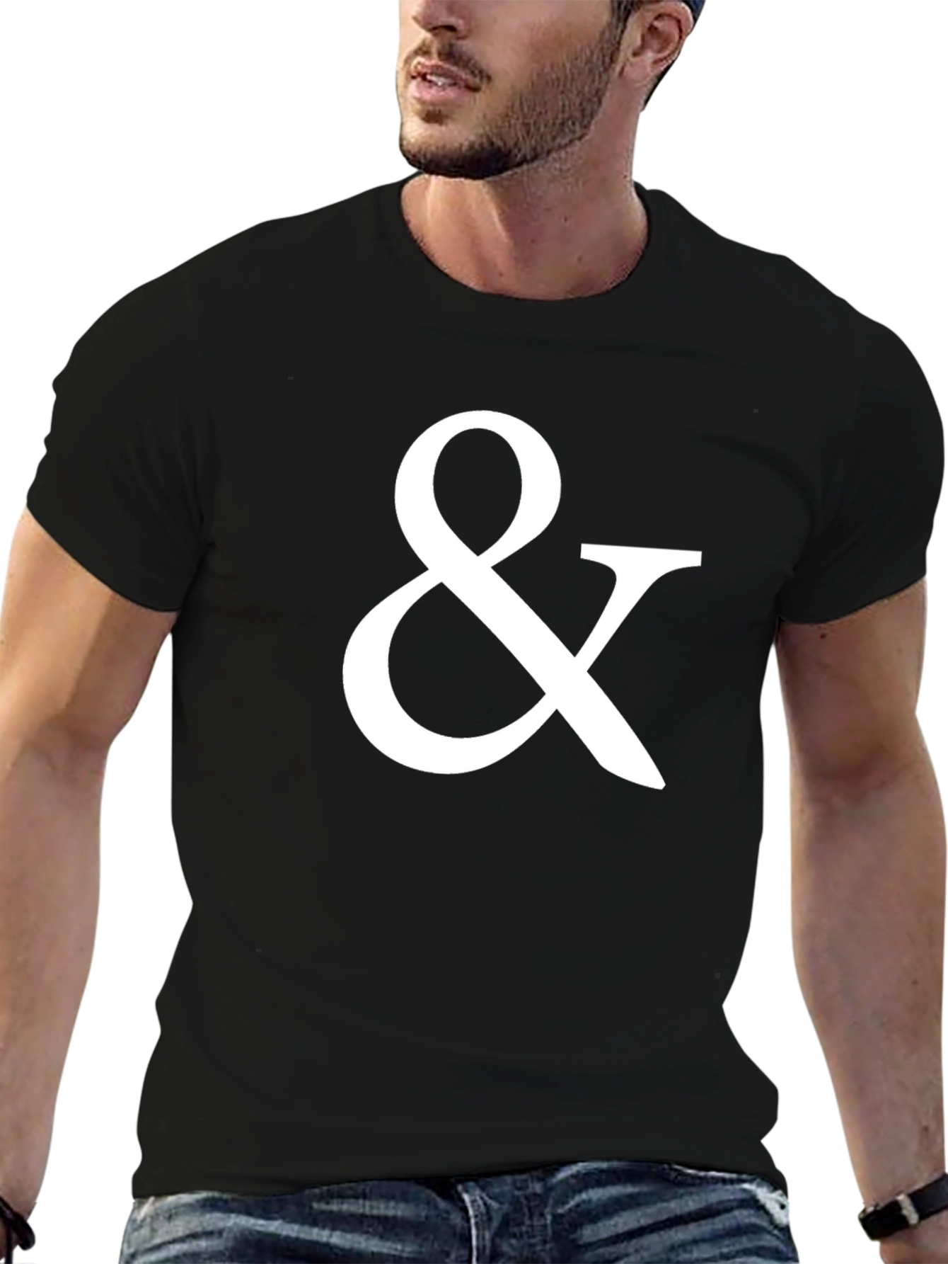 Ampersand Graphic Tee - Black Cotton Blend T-Shirt