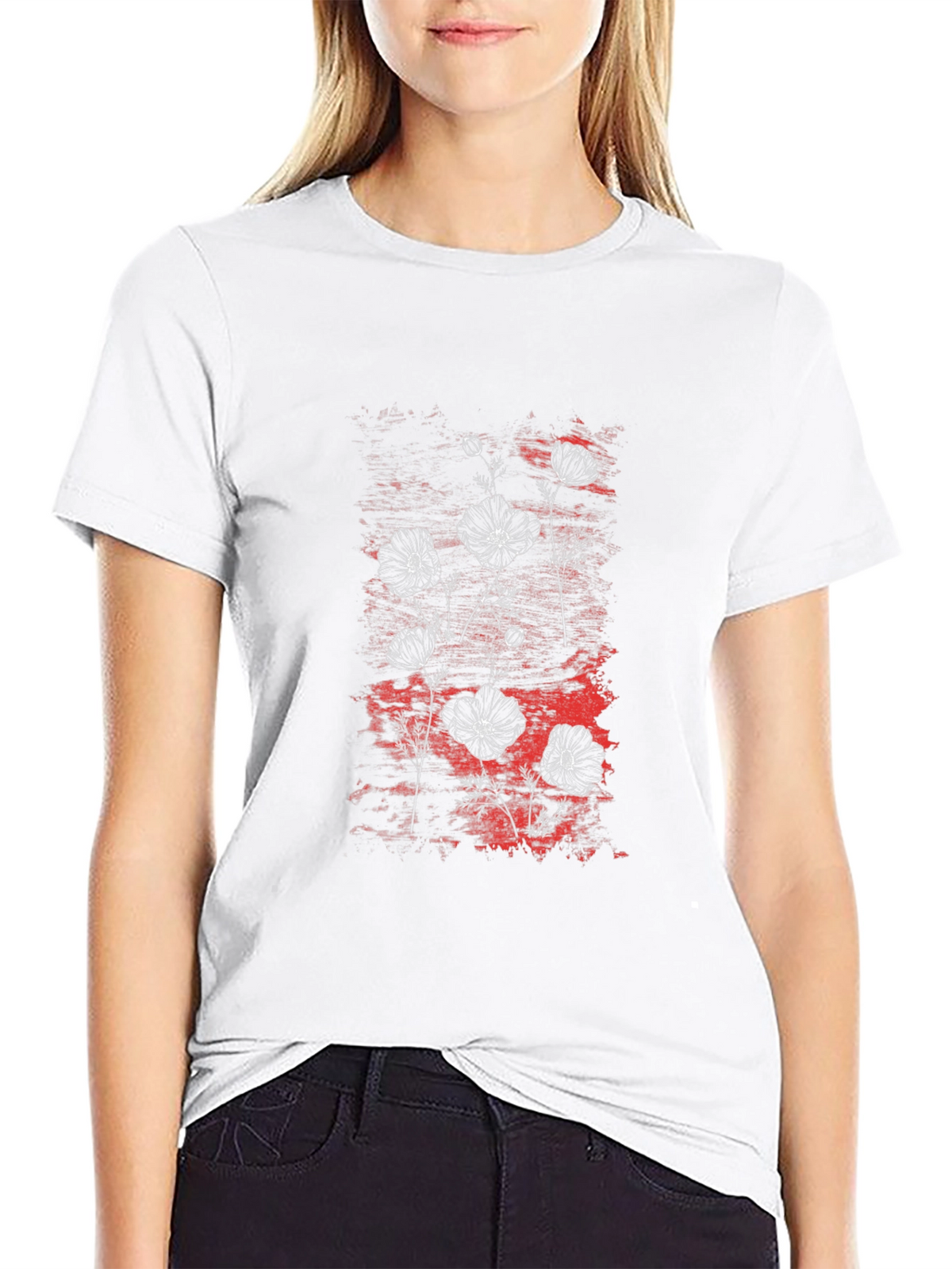 Floral Graphic Print Mens Black T-Shirt