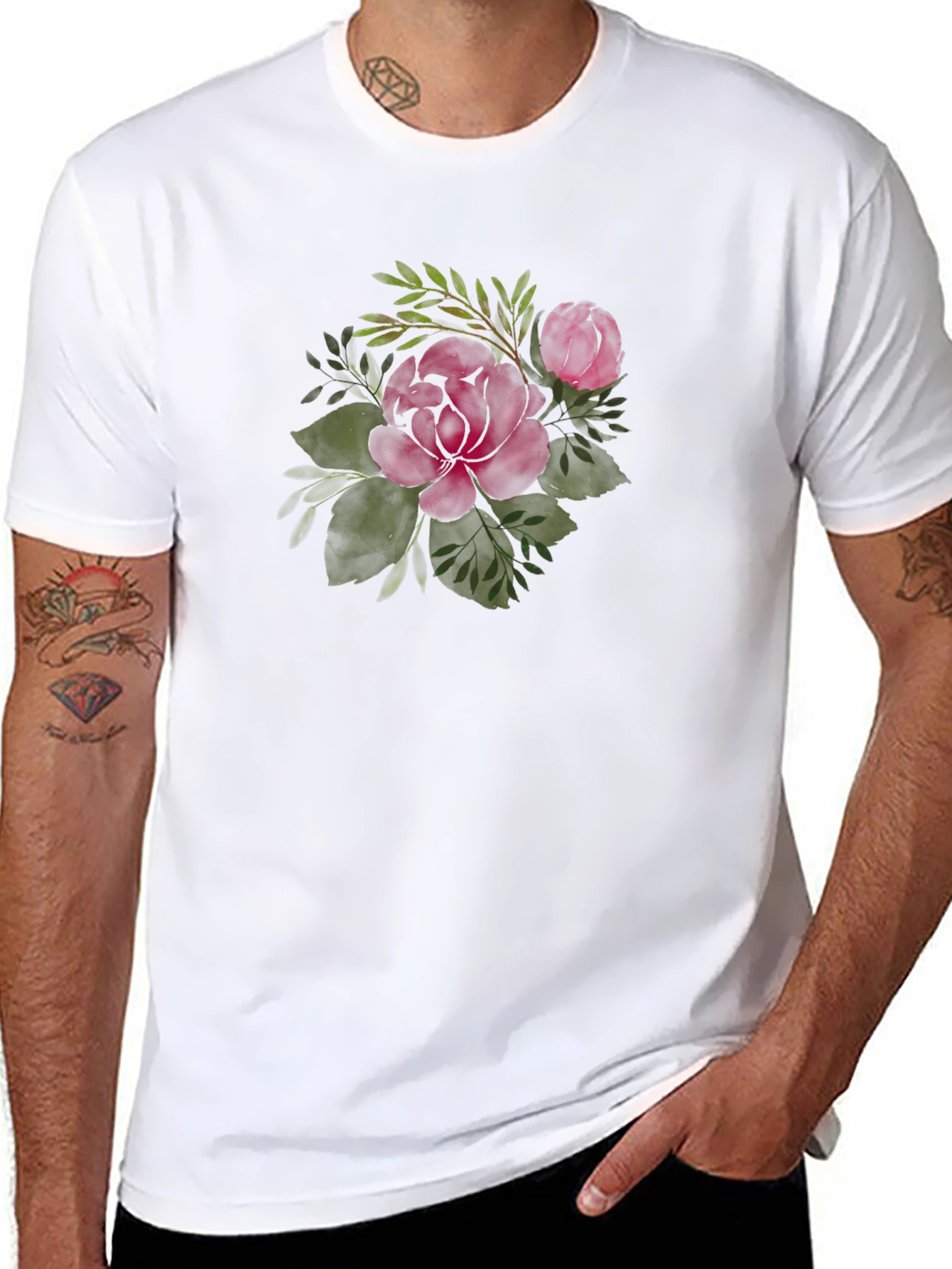 Burgundy Rose T-Shirt - Floral Graphic Tee
