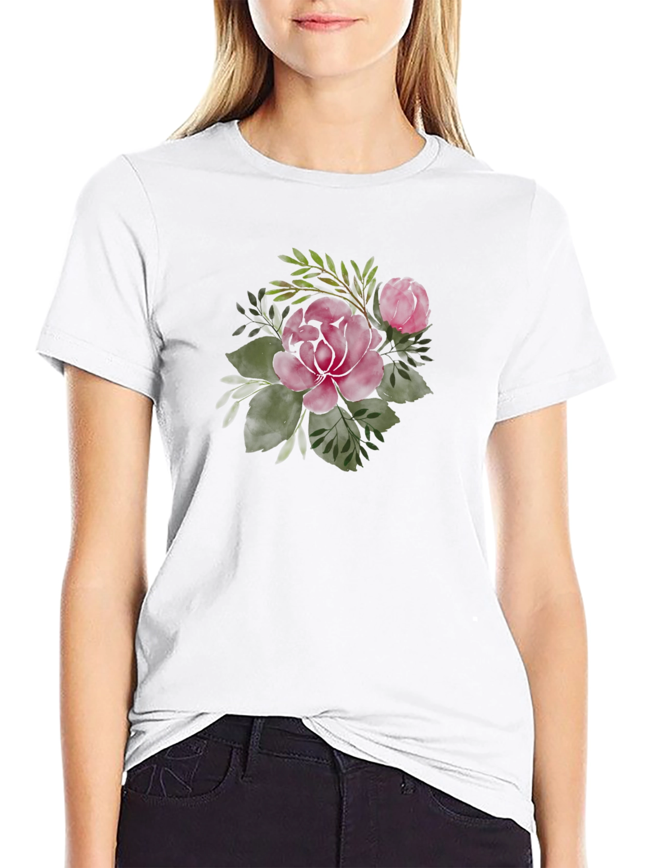 Burgundy Rose T-Shirt - Floral Graphic Tee