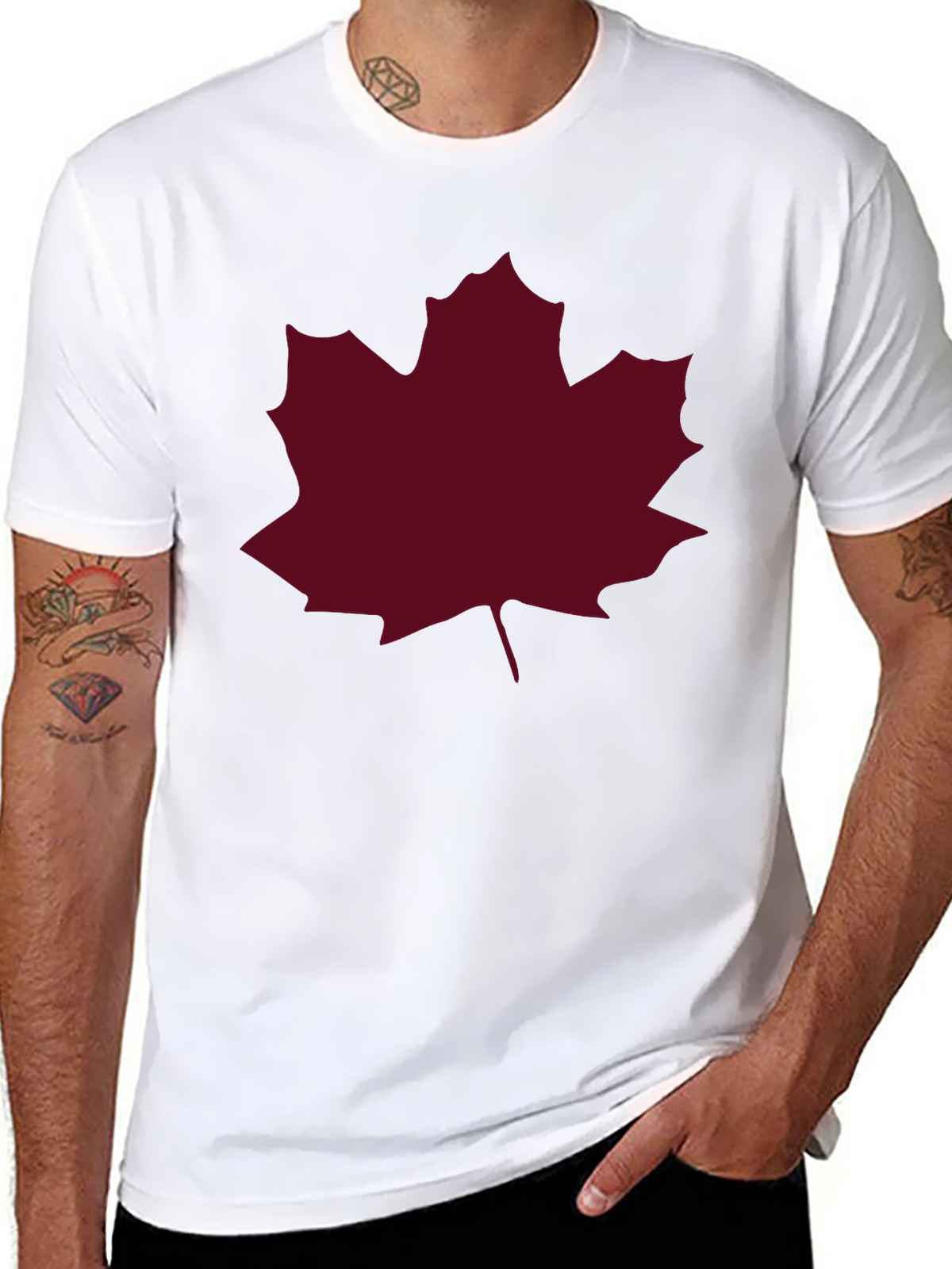 Maple Leaf Graphic Tee - Black Casual T-Shirt