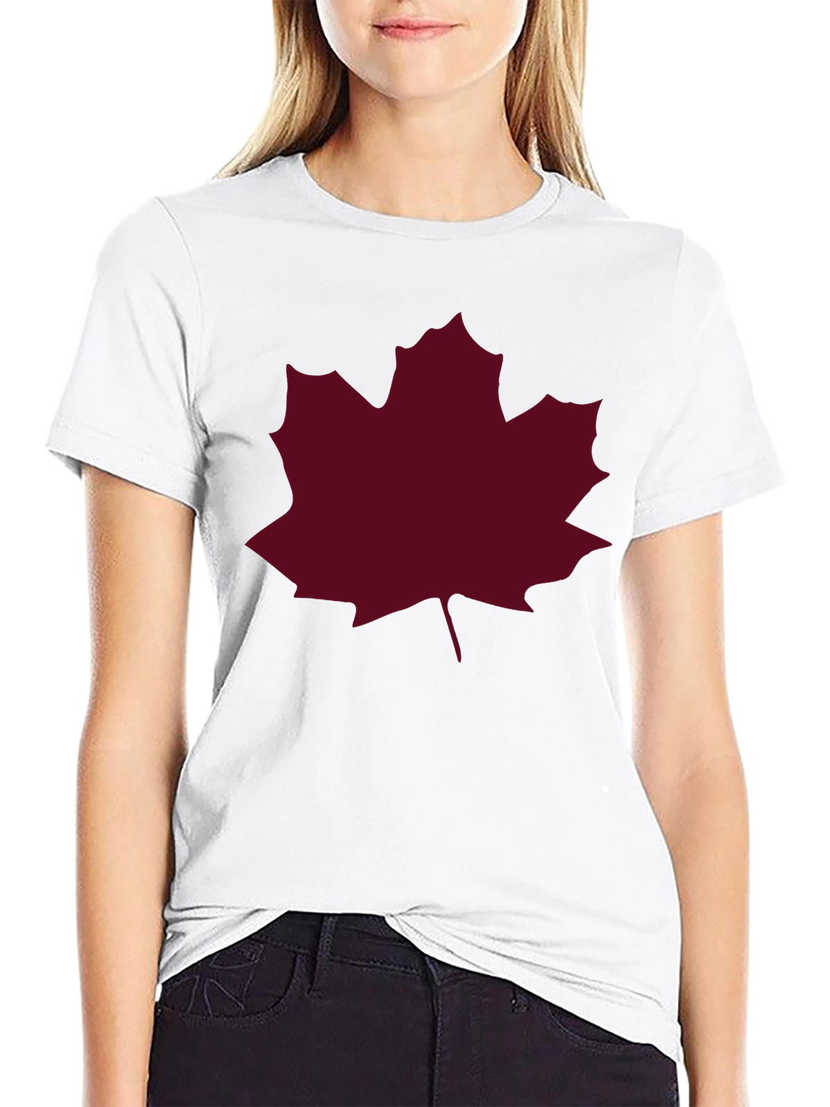 Maple Leaf Graphic Tee - Black Casual T-Shirt