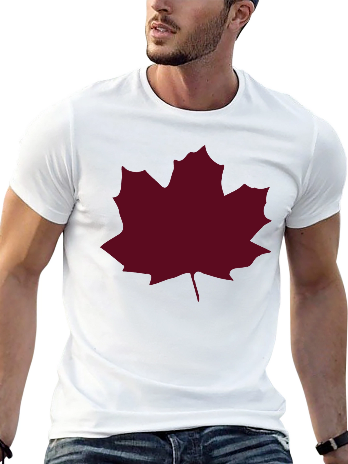 Maple Leaf Graphic Tee - Black Casual T-Shirt