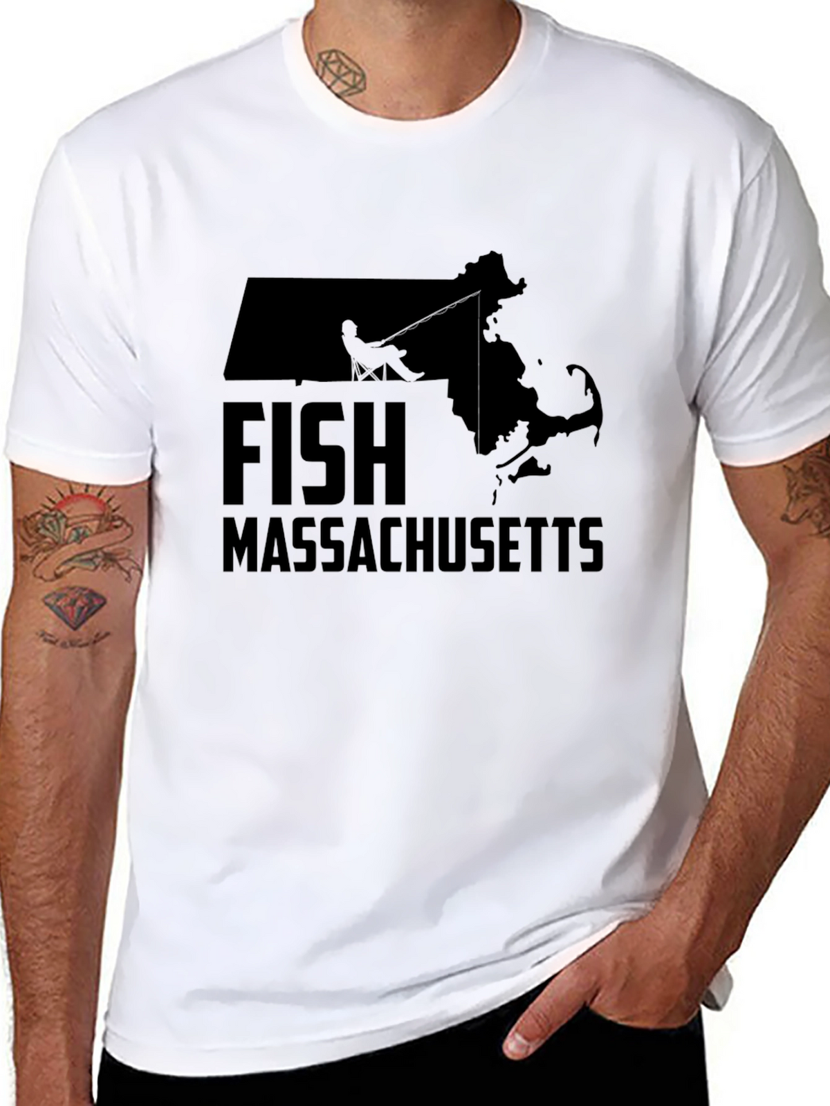 Fish Massachusetts Black T-Shirt