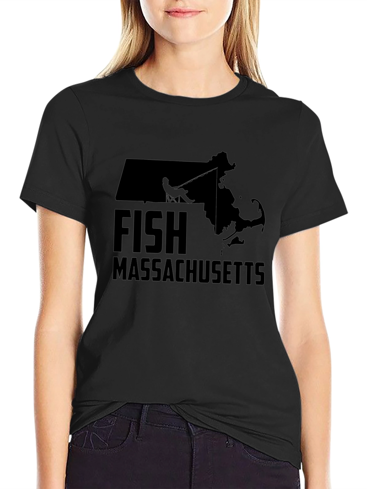 Fish Massachusetts Black T-Shirt