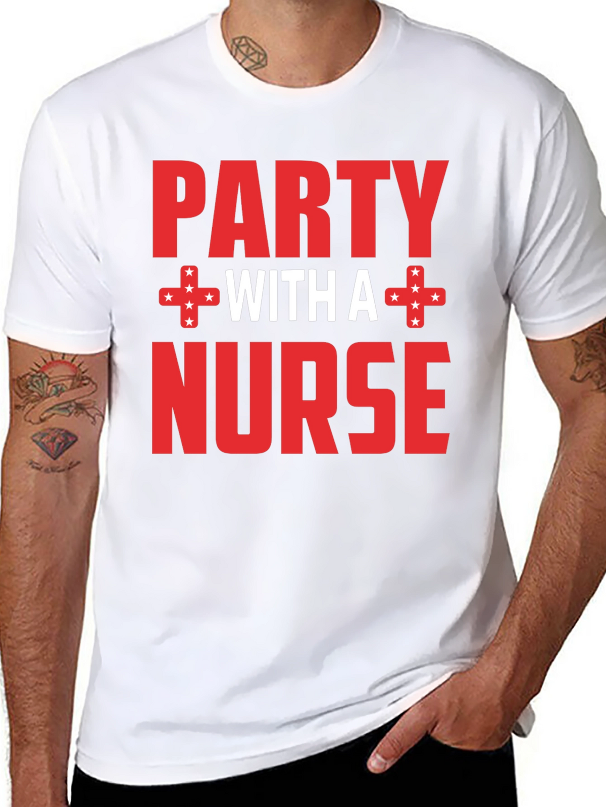 Party with a Nurse T-Shirt Novelty Tee
