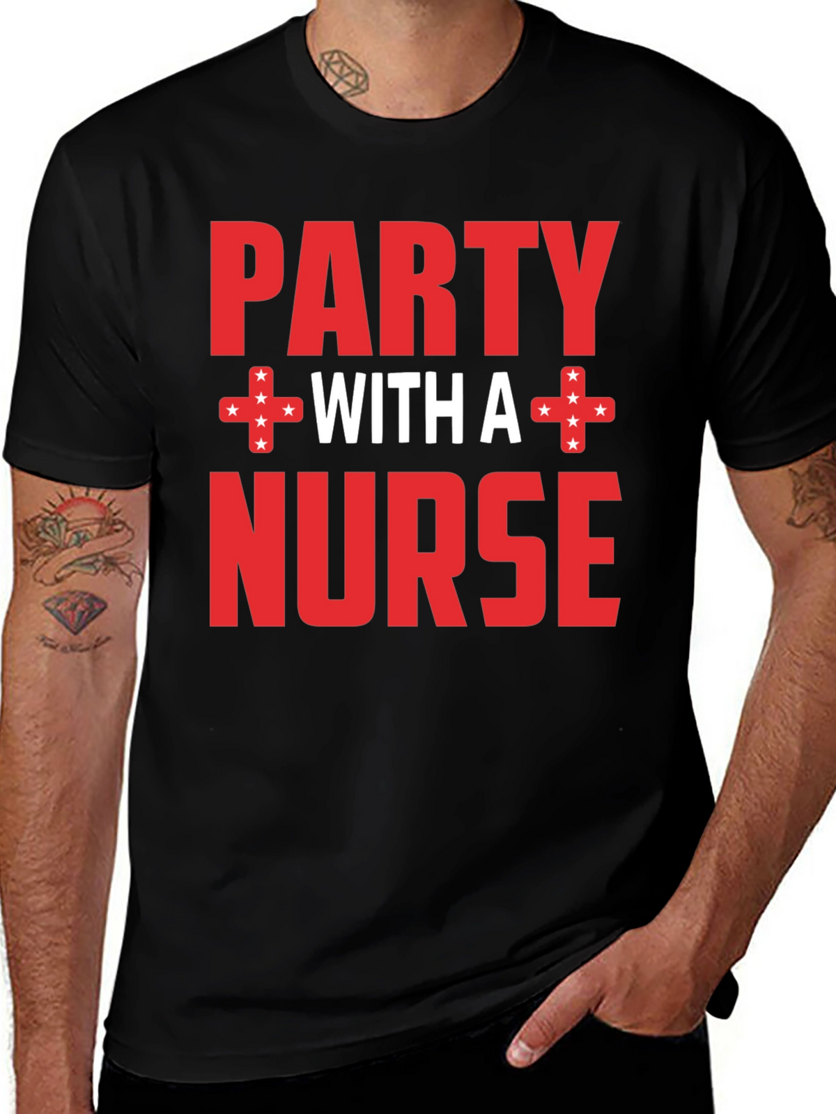 Party with a Nurse T-Shirt Novelty Tee