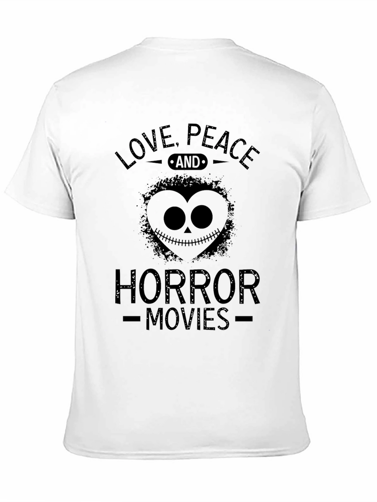 Love Peace Horror Movies Black Graphic T-Shirt