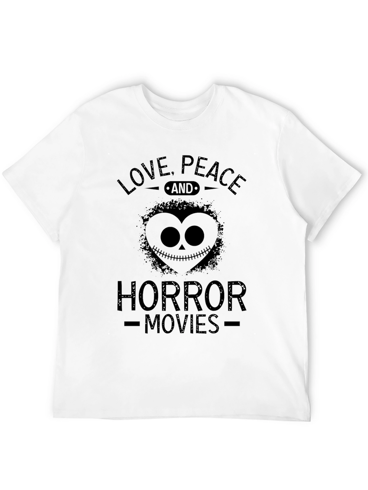 Love Peace Horror Movies Black Graphic T-Shirt