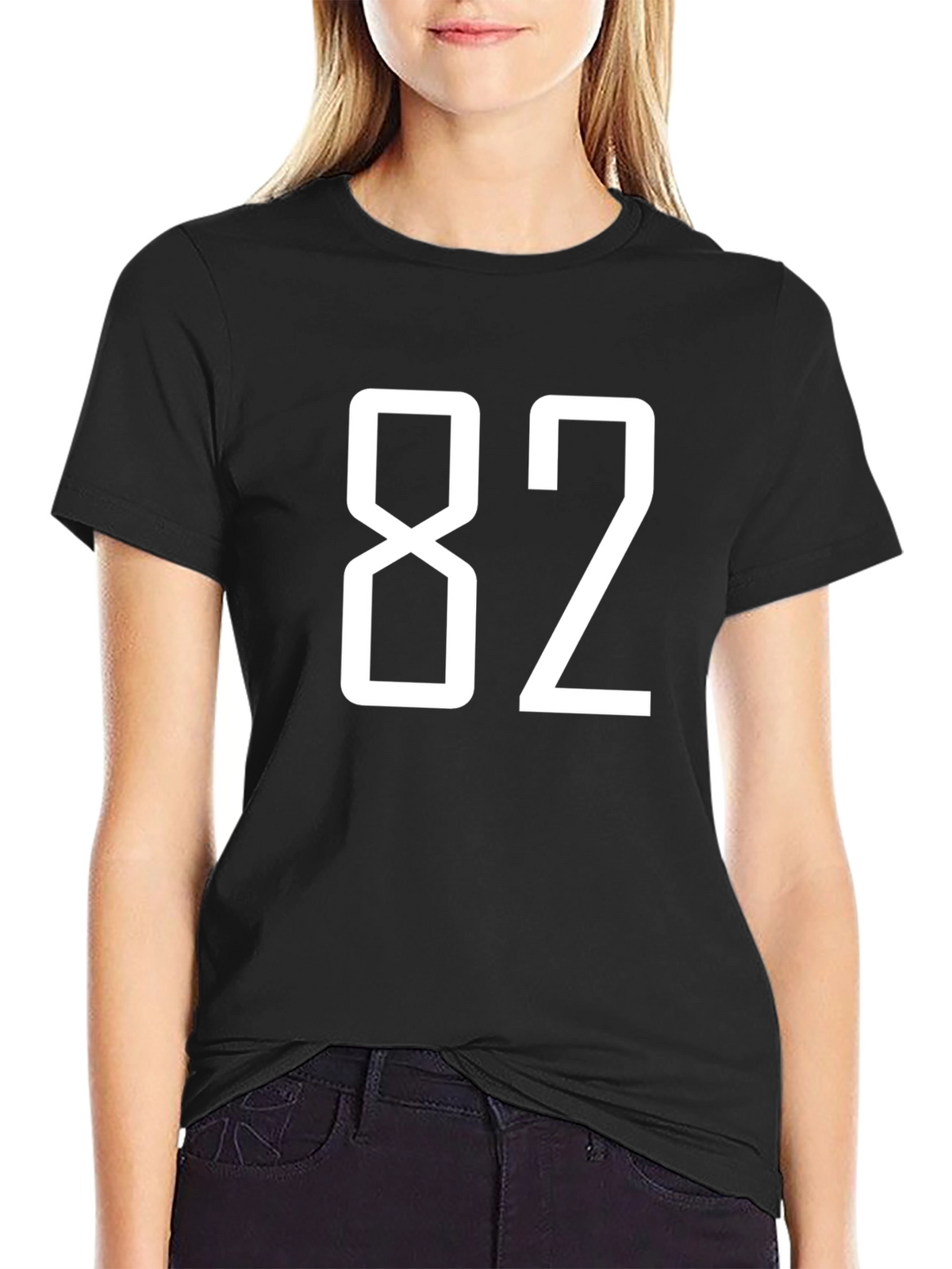 Number 82 Graphic Black T-Shirt