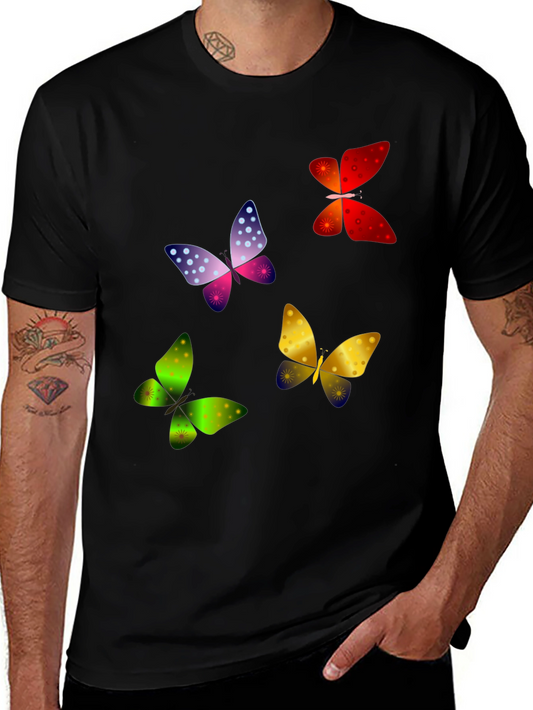 Butterfly Print Black T-Shirt