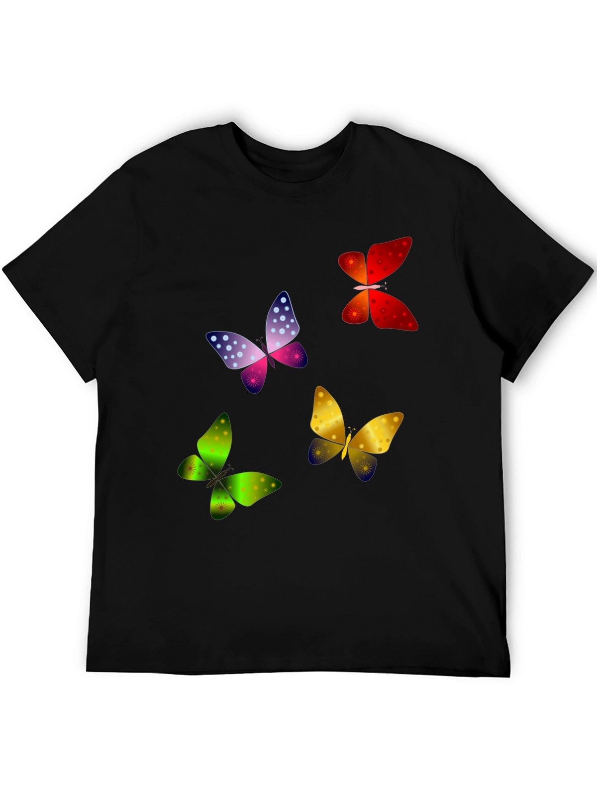 Butterfly Print Black T-Shirt