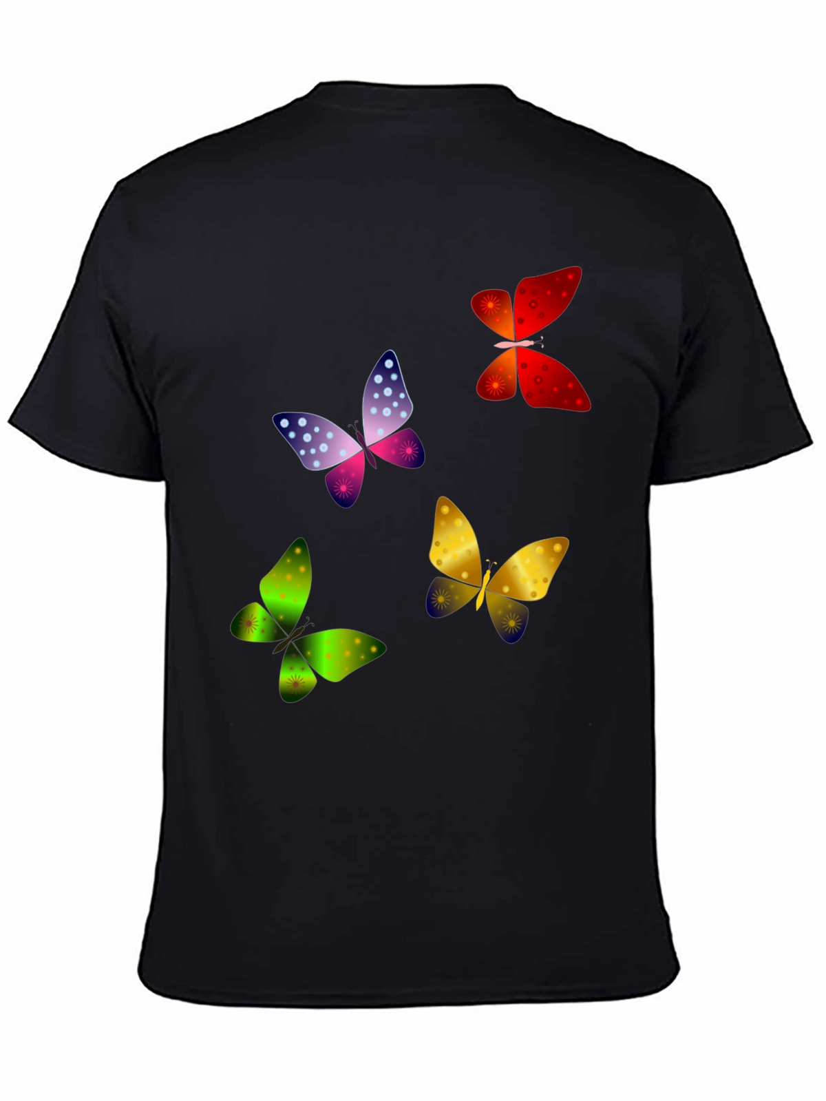 Butterfly Print Black T-Shirt