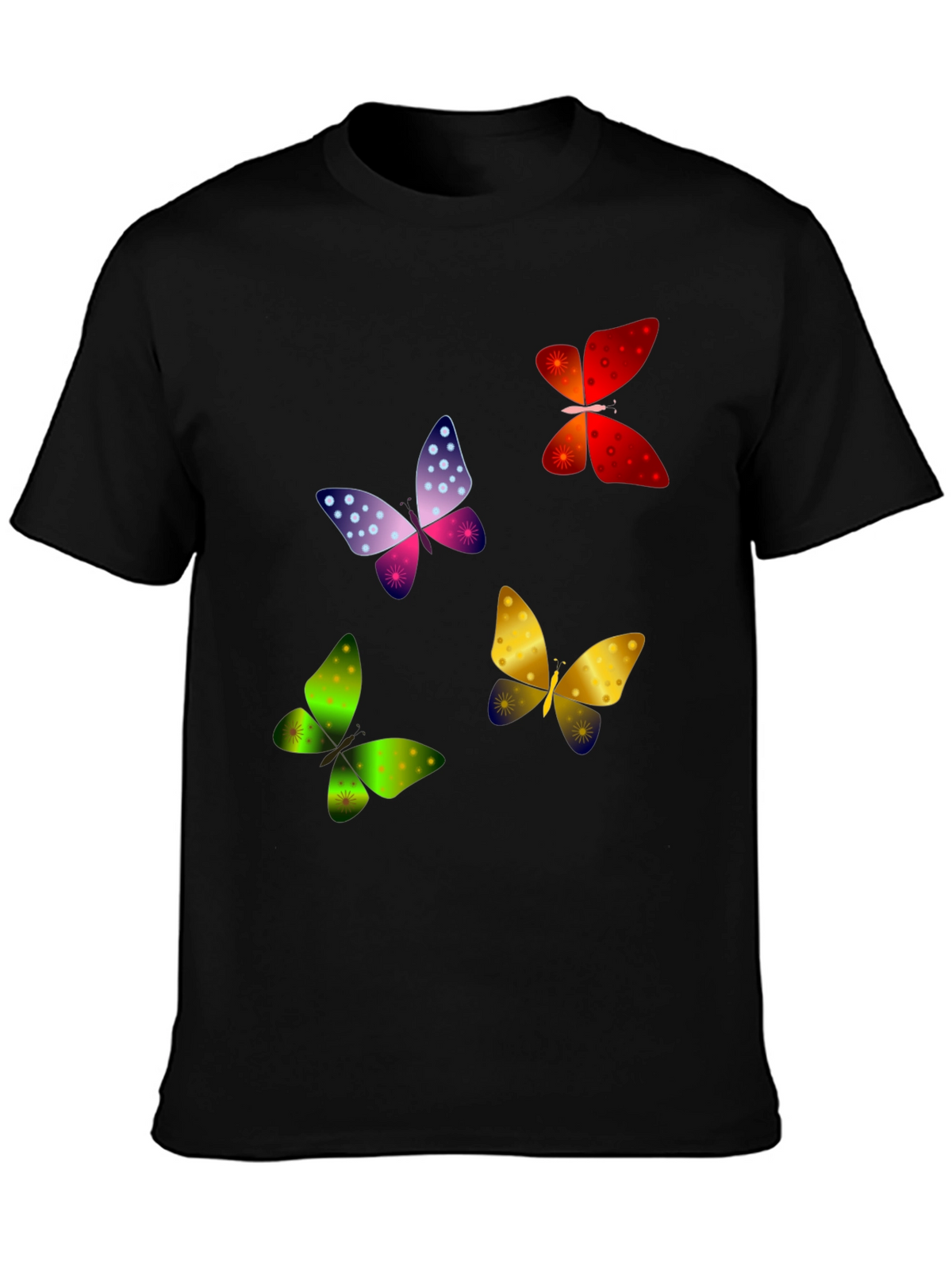Butterfly Print Black T-Shirt